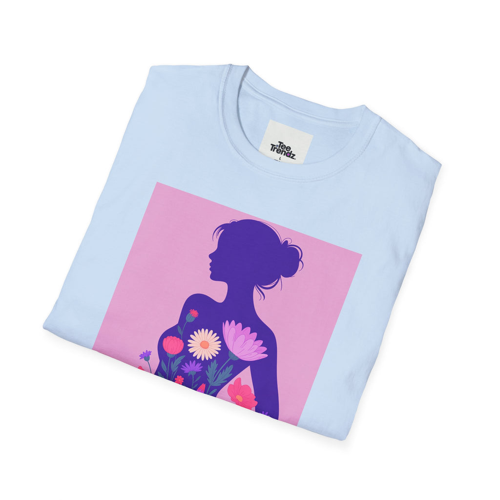Floral Silhouette T-Shirt — Woman in Bloom Graphic Tee