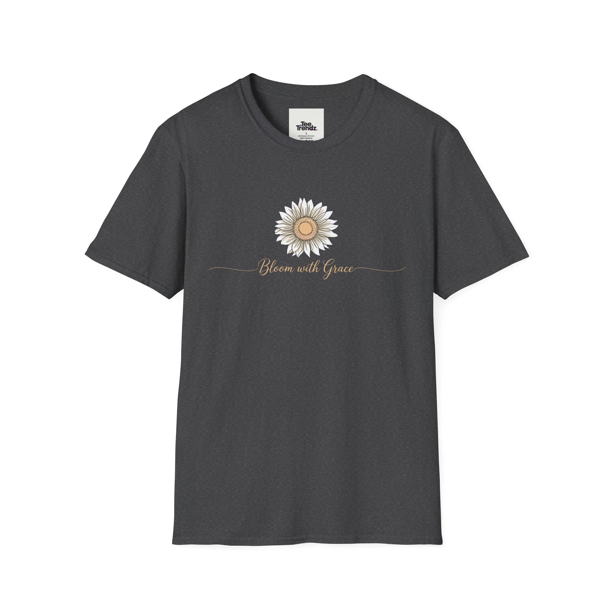 “Bloom with Grace” Sunflower T-Shirt — Floral Inspirational Graphic Tee