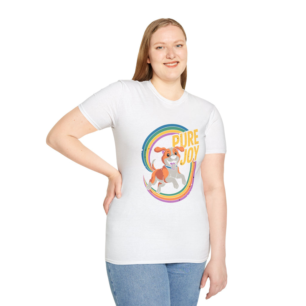 Pure Joy Dog T-Shirt – Playful Beagle Graphic Tee with Rainbow