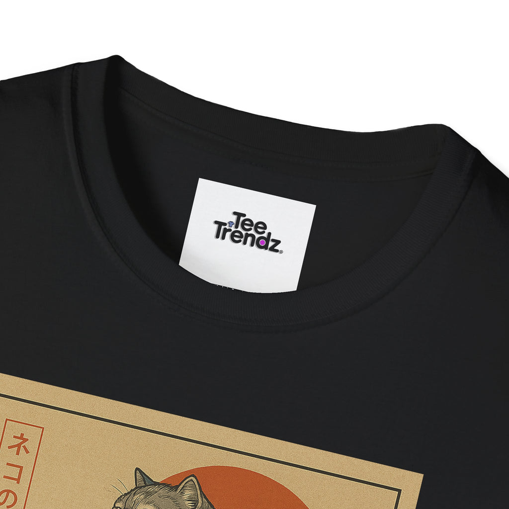Katana Wave Cat T-Shirt — Vintage Japanese Wave Art Tee