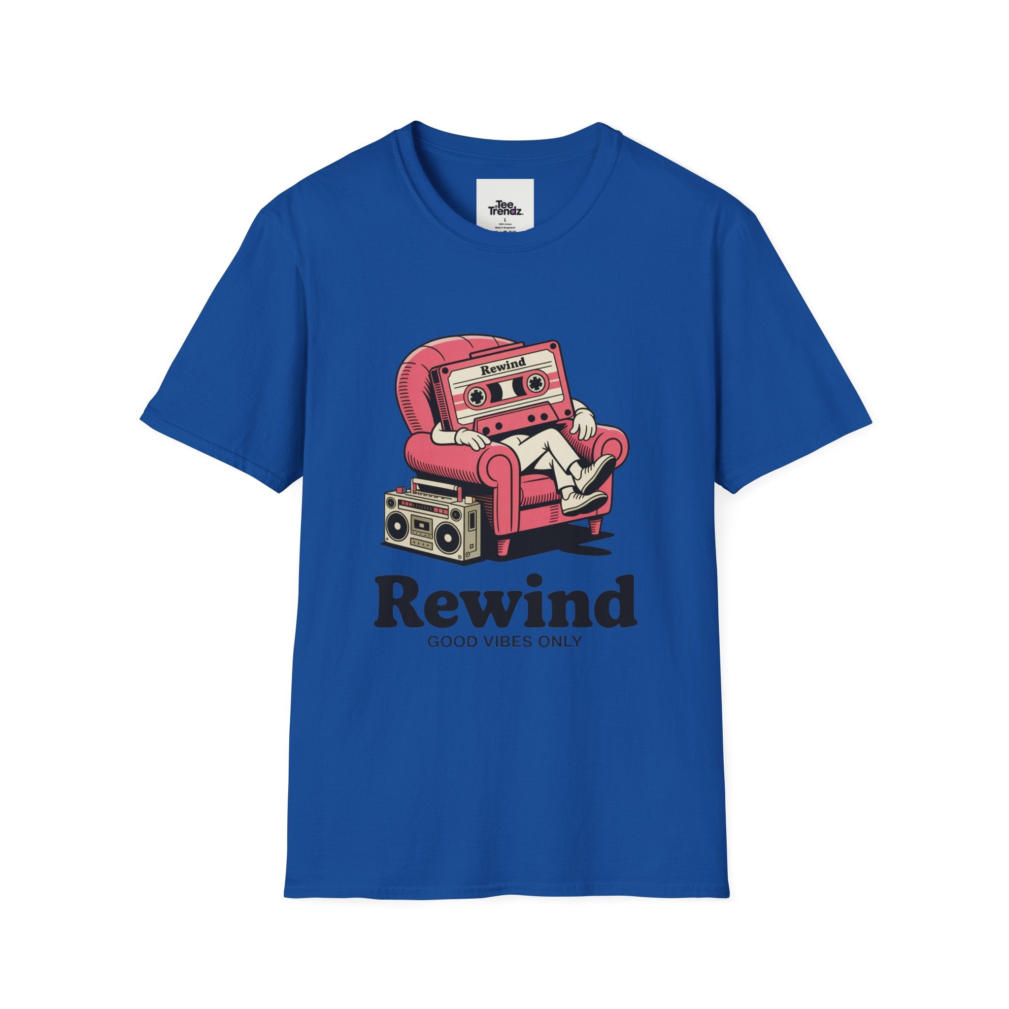 T-Shirt — "Rewind: Good Vibes Only" Retro Cassette Graphic Tee