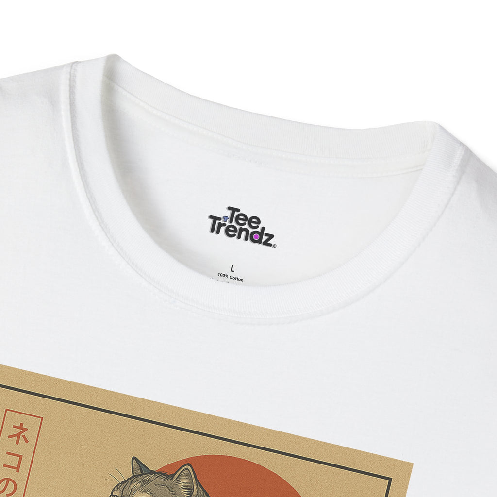 Katana Wave Cat T-Shirt — Vintage Japanese Wave Art Tee