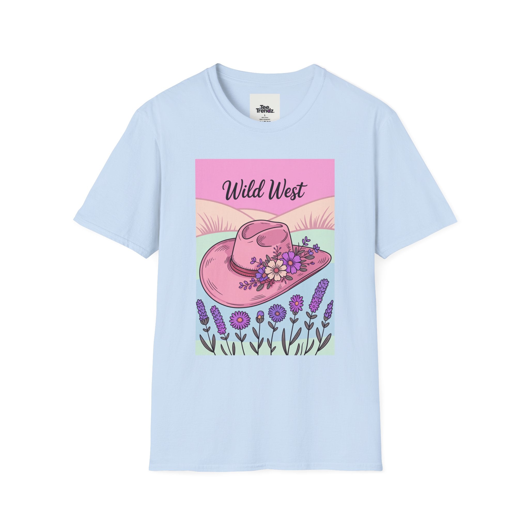 Wild West Pink Cowboy Hat T-Shirt — Floral Western Graphic Tee