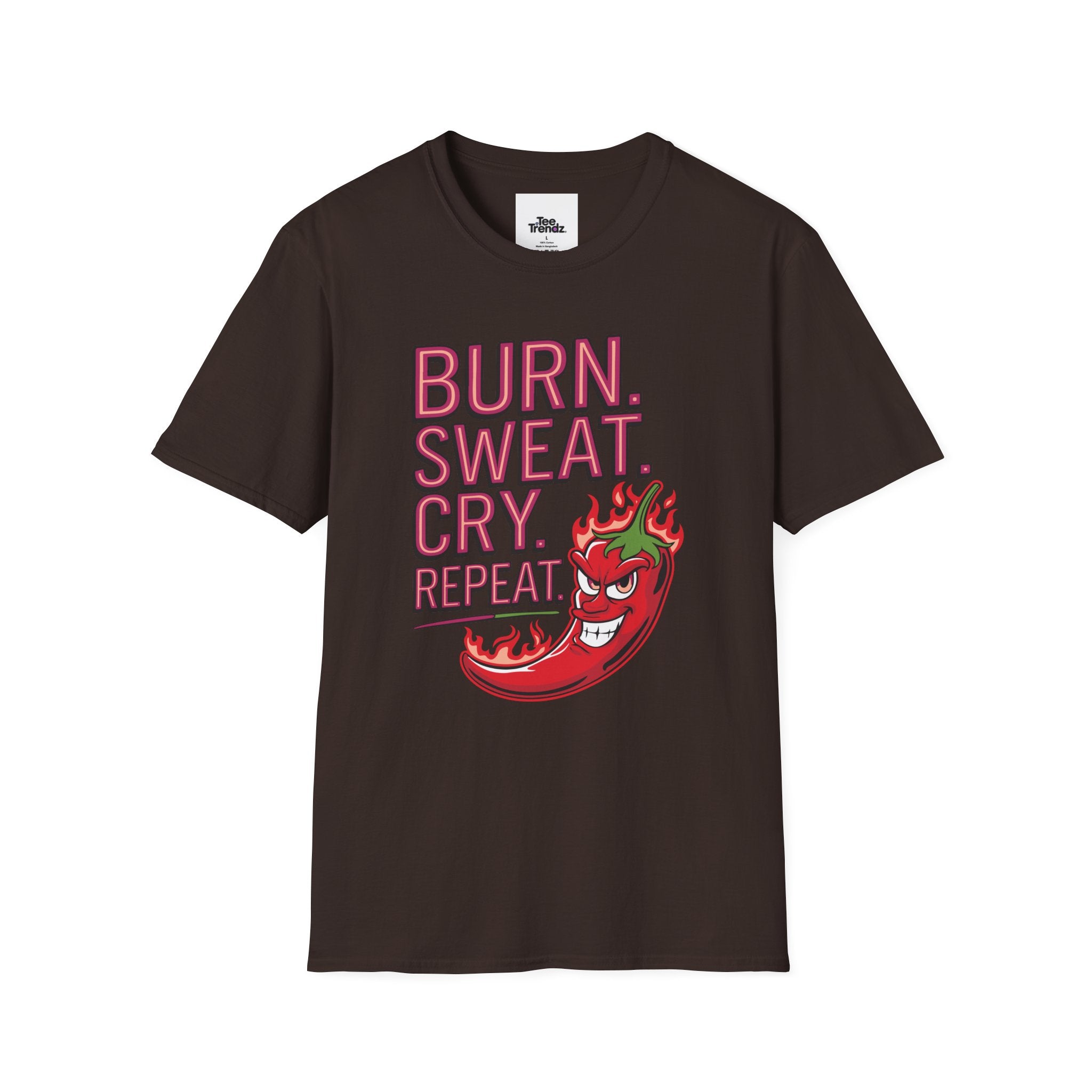 Burn. Sweat. Cry. Repeat. T-Shirt — Spicy Fitness Motivation Tee