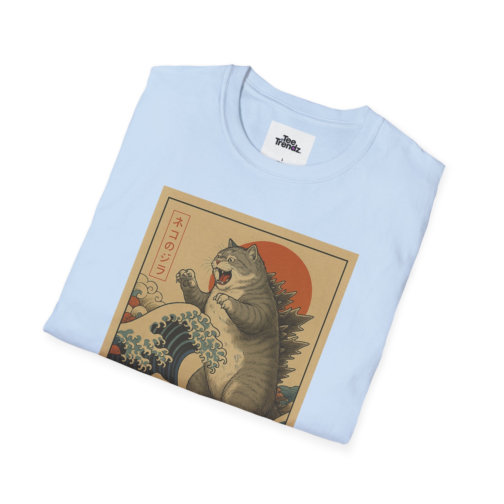 Katana Wave Cat T-Shirt — Vintage Japanese Wave Art Tee