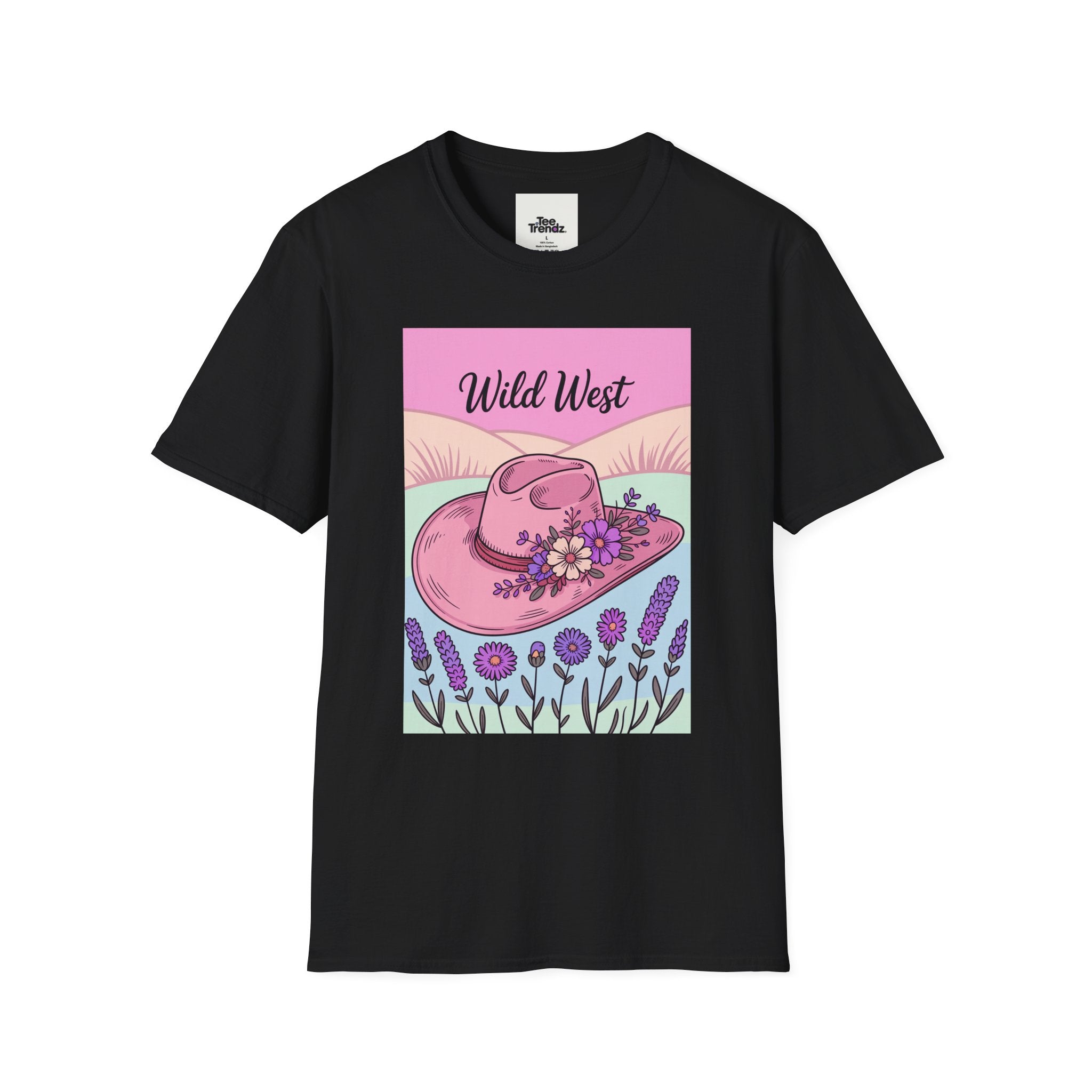 Wild West Pink Cowboy Hat T-Shirt — Floral Western Graphic Tee