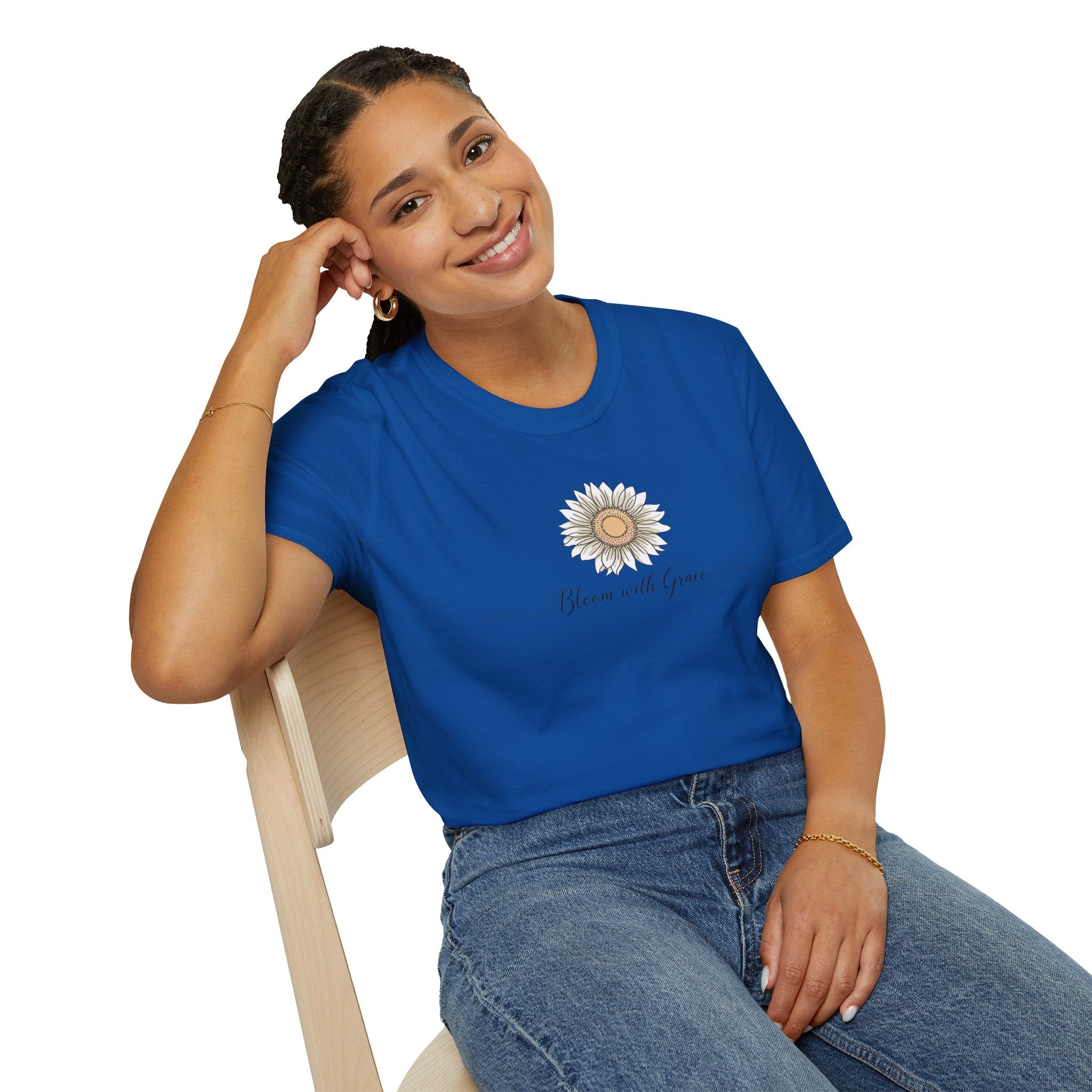 “Bloom with Grace” Sunflower T-Shirt — Floral Inspirational Graphic Tee