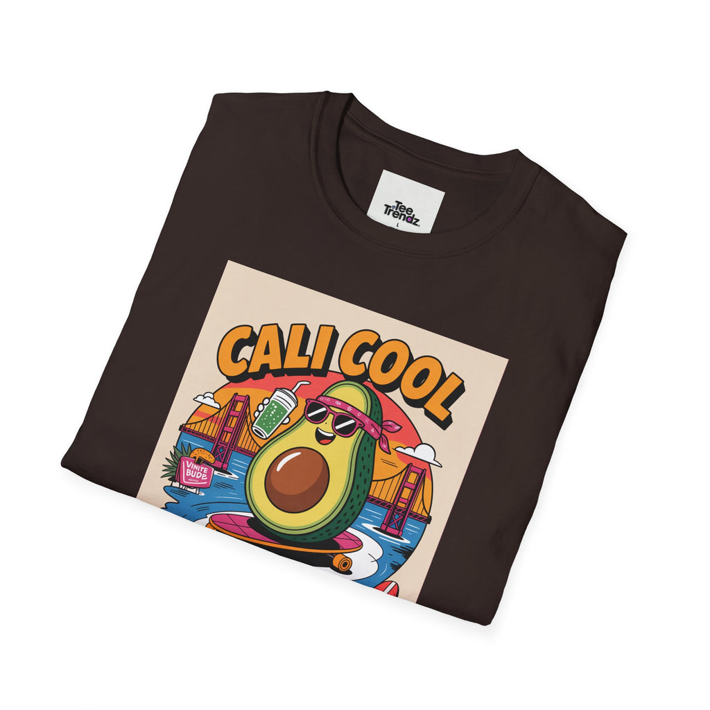 Cali Cool Avocado Tee — Retro Surfing California Graphic T-Shirt