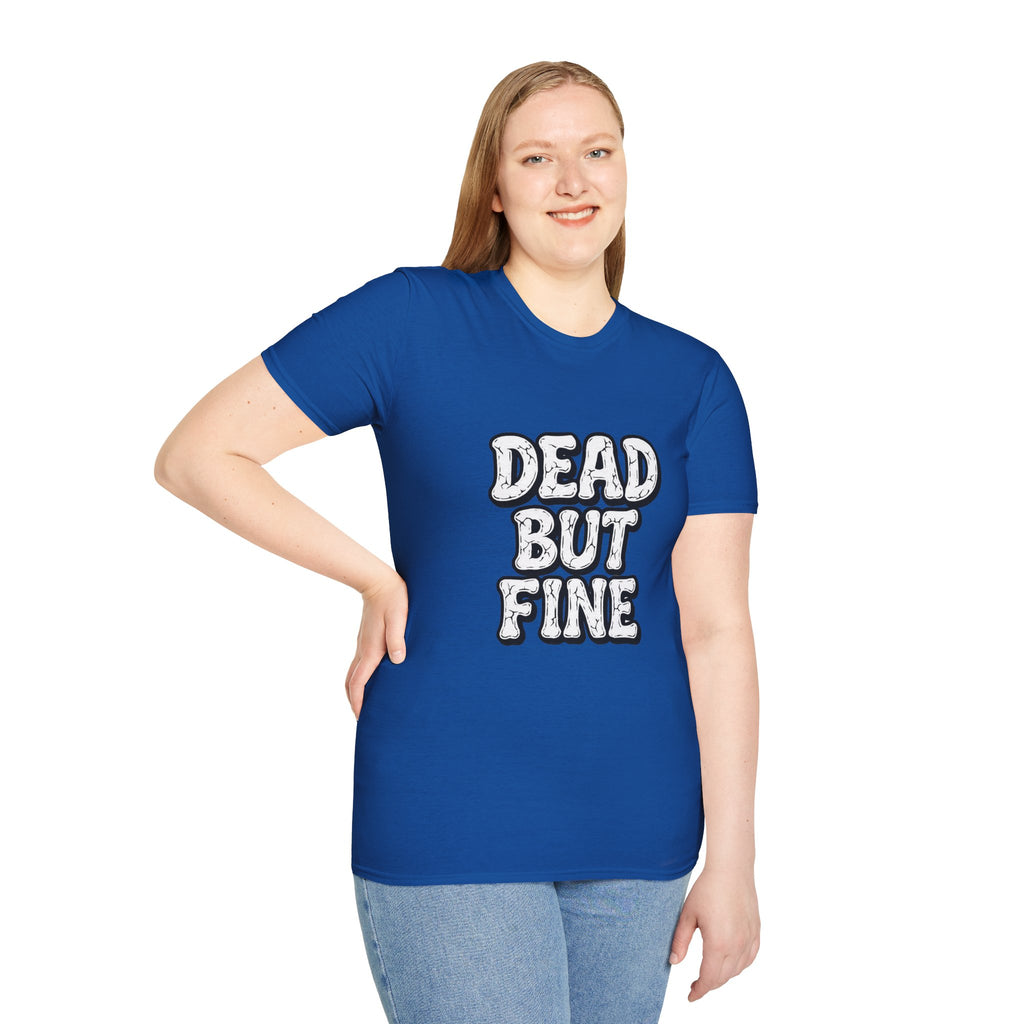 T-Shirt — "Dead But Fine" Gothic Bubble Letter Tee