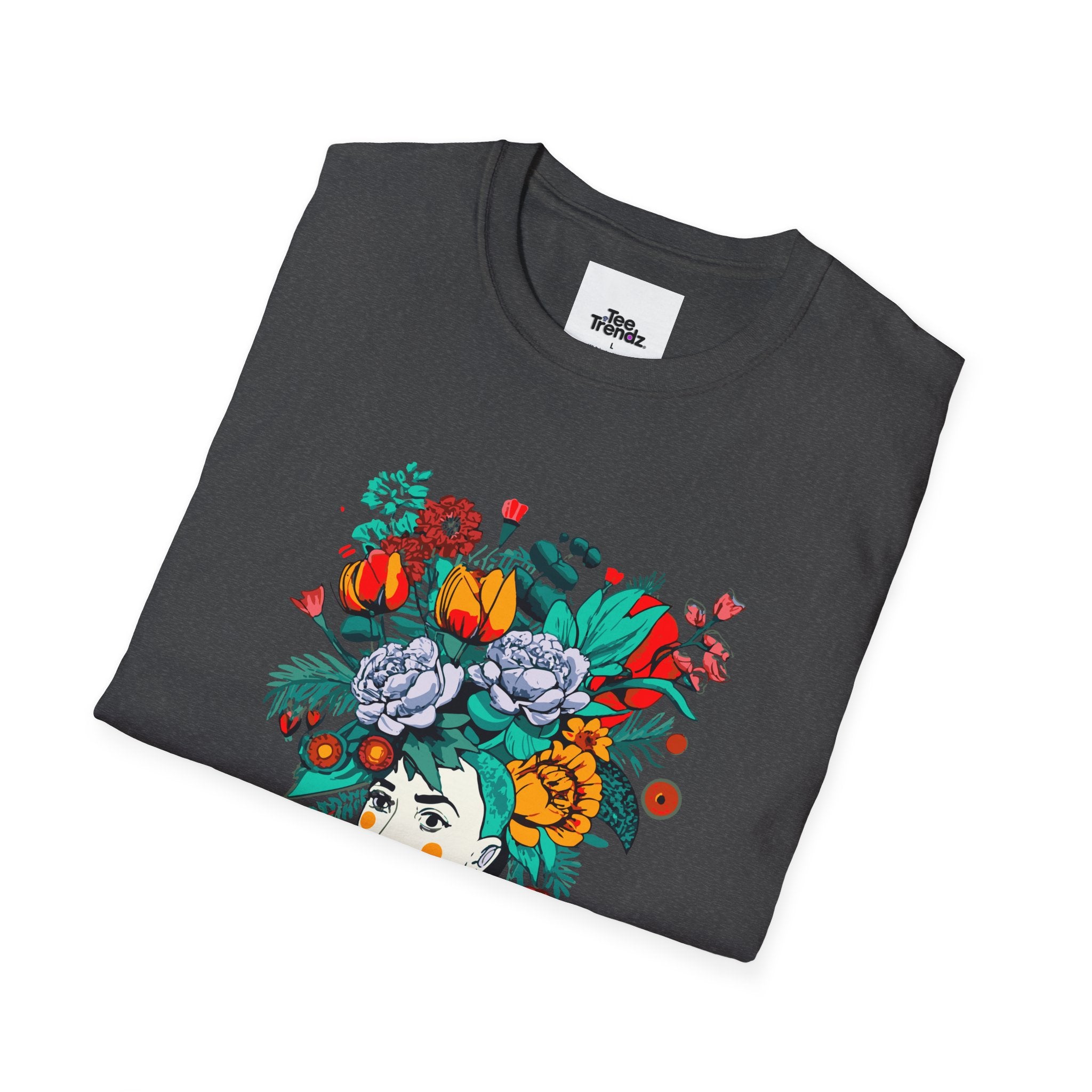 Floral Frida-Inspired Portrait T-Shirt