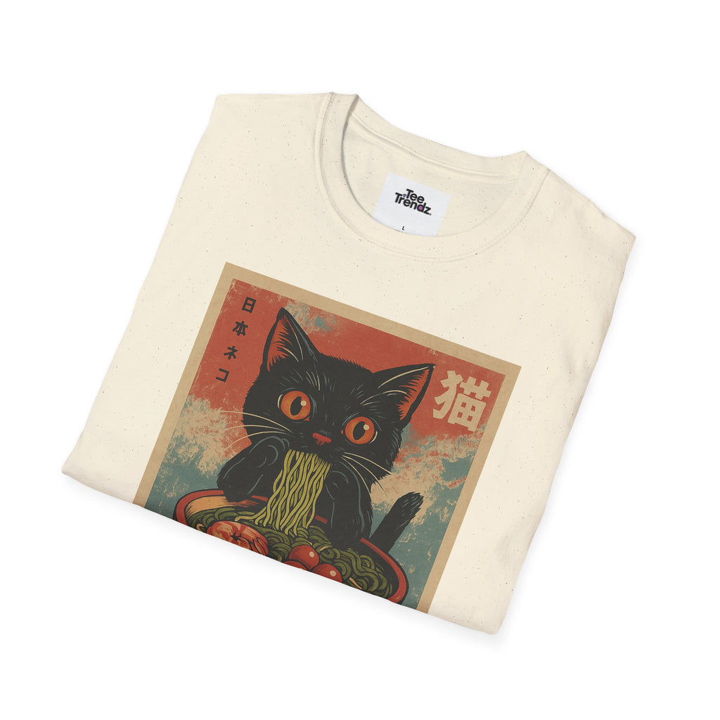 Cat Ramen T-Shirt — Vintage Japanese Neko Bowl Graphic Tee