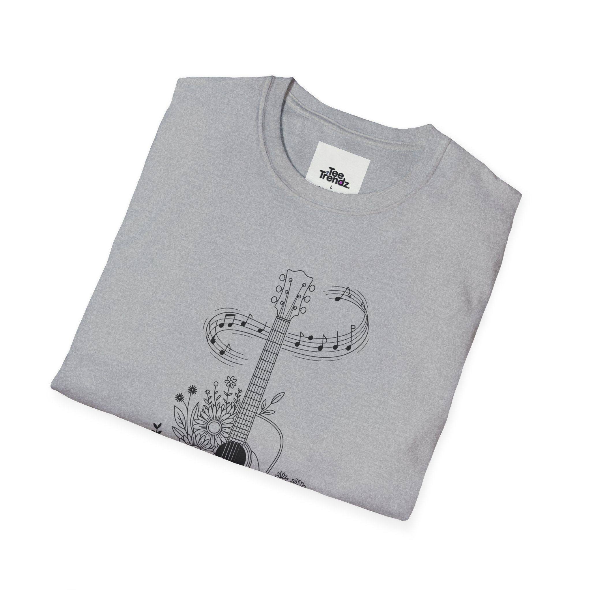 Acoustic Floral Guitar T-Shirt — 'A Heartwide Water I...' Music Tee for Songwriters & Folk Lovers