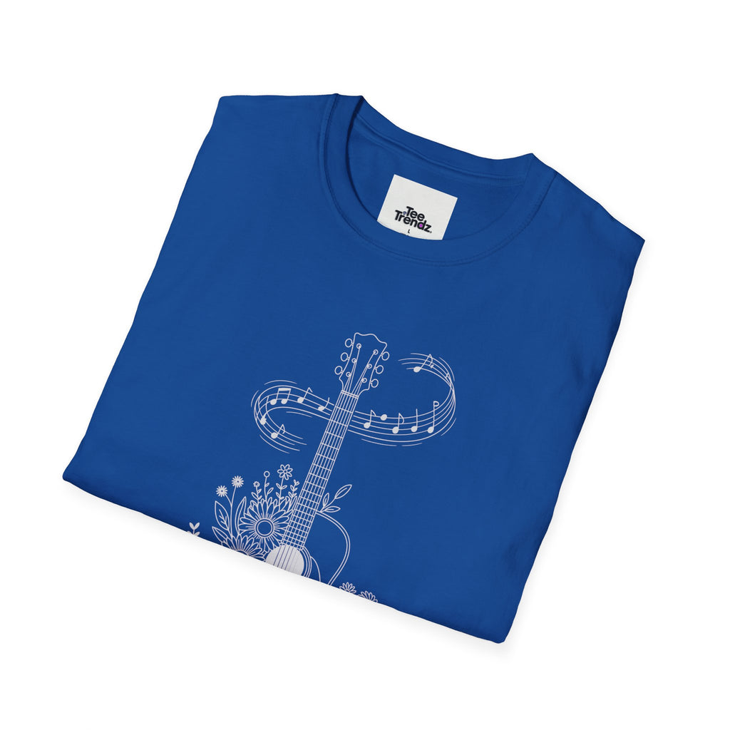 Acoustic Floral Guitar T-Shirt — 'A Heartwide Water I...' Music Tee for Songwriters & Folk Lovers