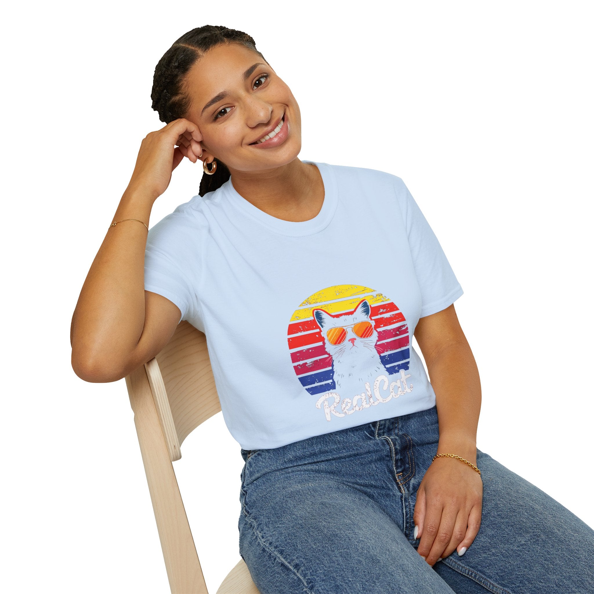 RealCat Retro Cat T-Shirt — Cool Cat Sunglasses Vintage Sunset Tee