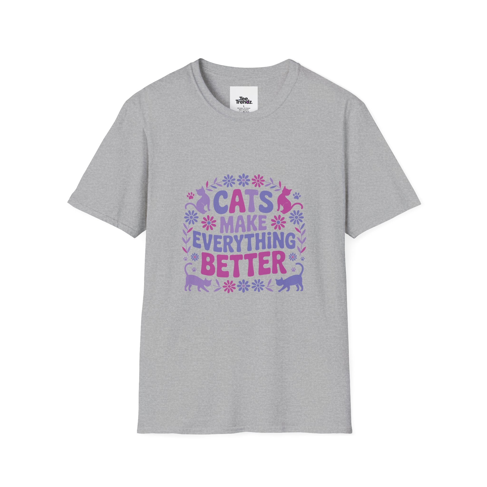 Cats Make Everything Better T-Shirt — Cute Purple Cat Lover Tee