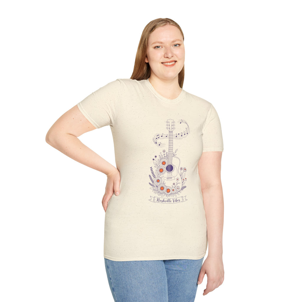 Acoustic Floral Guitar T-Shirt — 'A Heartwide Water I...' Music Tee for Songwriters & Folk Lovers