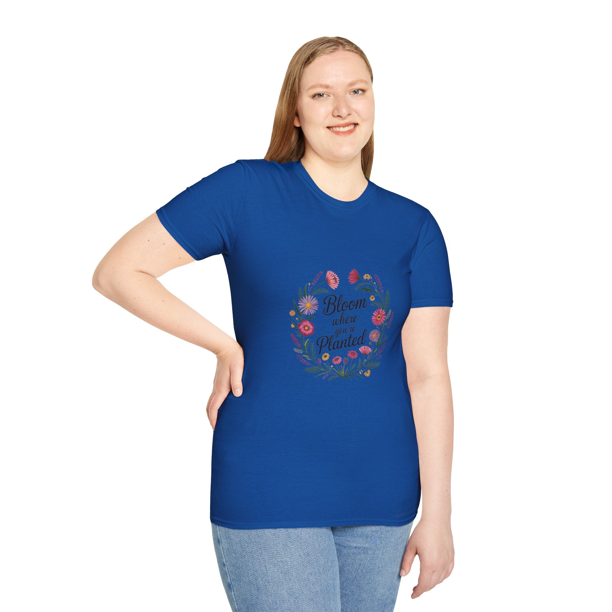 Bloom Where You’re Planted Floral T‑Shirt — Inspirational Garden Quote Tee