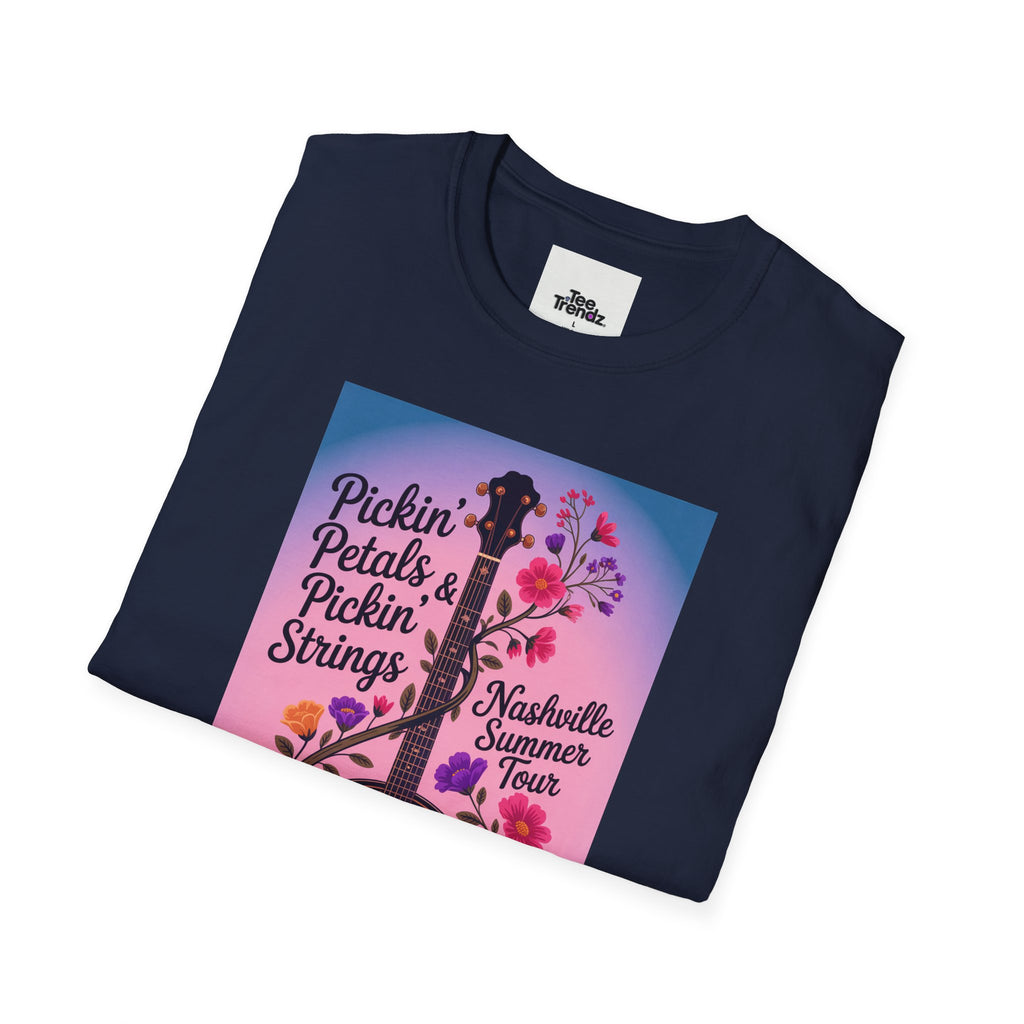 Banjo Floral Tee — "Pickin' Petals, Pickin' Strings" Nashville Summer Vibes