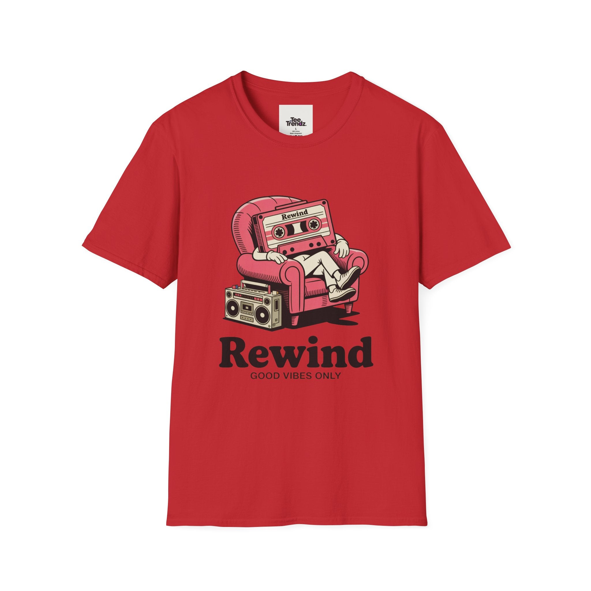 T-Shirt — "Rewind: Good Vibes Only" Retro Cassette Graphic Tee