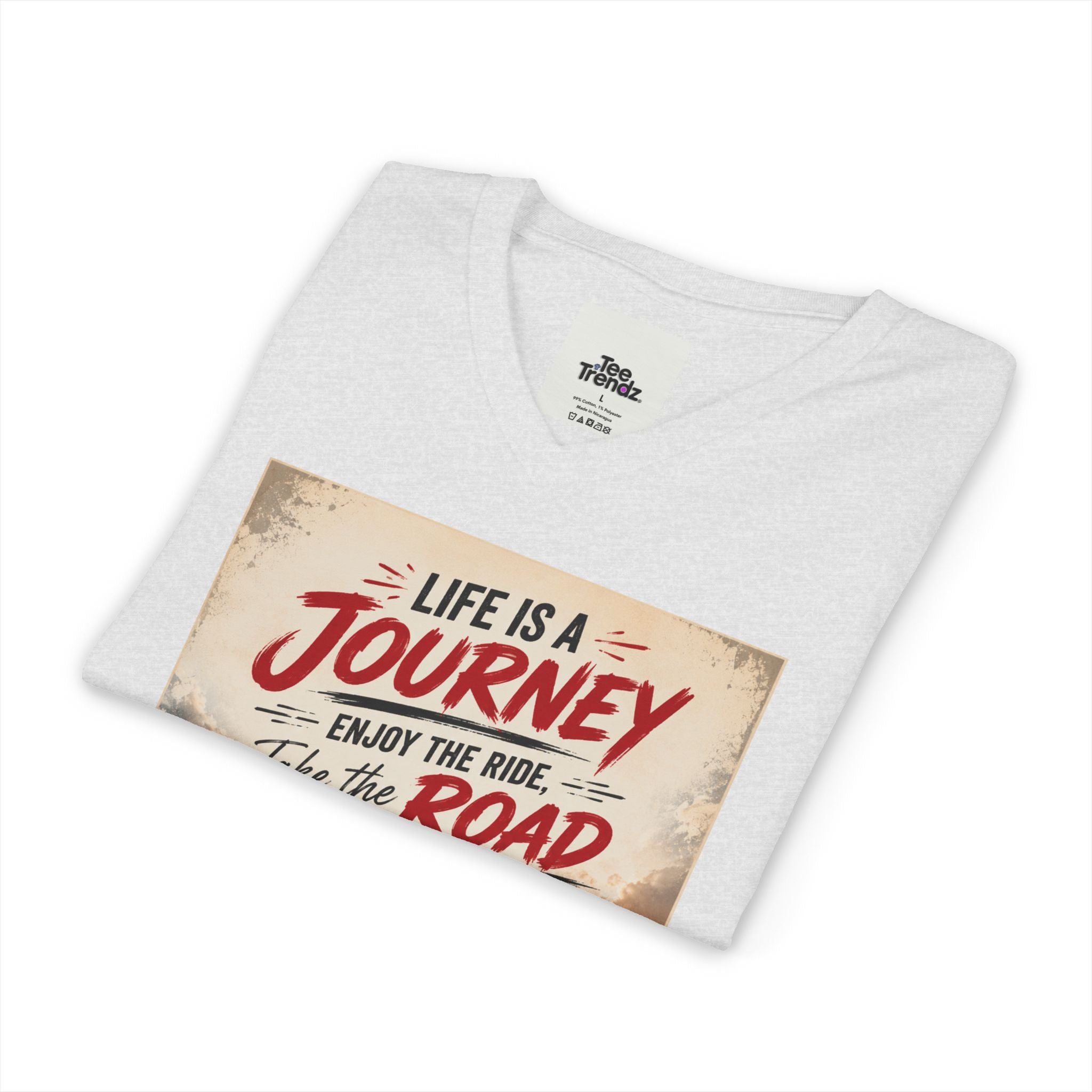 Journey Motorcycle V-Neck Tee — "Life Is a Journey, Enjoy the Ride" Graphic Shirt