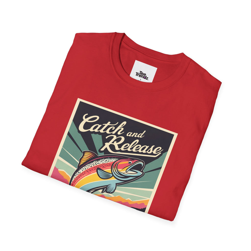 Catch and Release Fishing T-Shirt — Retro Trout Angler Tee