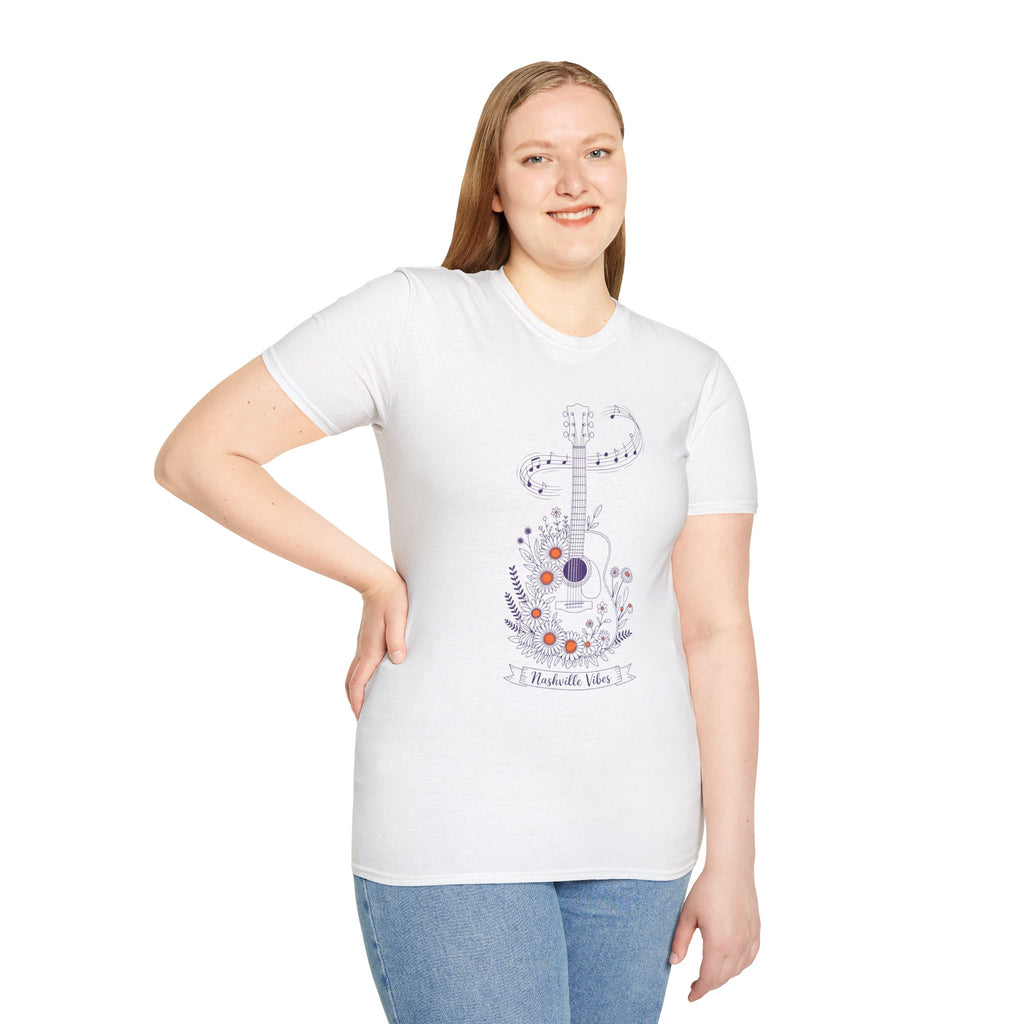 Acoustic Floral Guitar T-Shirt — 'A Heartwide Water I...' Music Tee for Songwriters & Folk Lovers