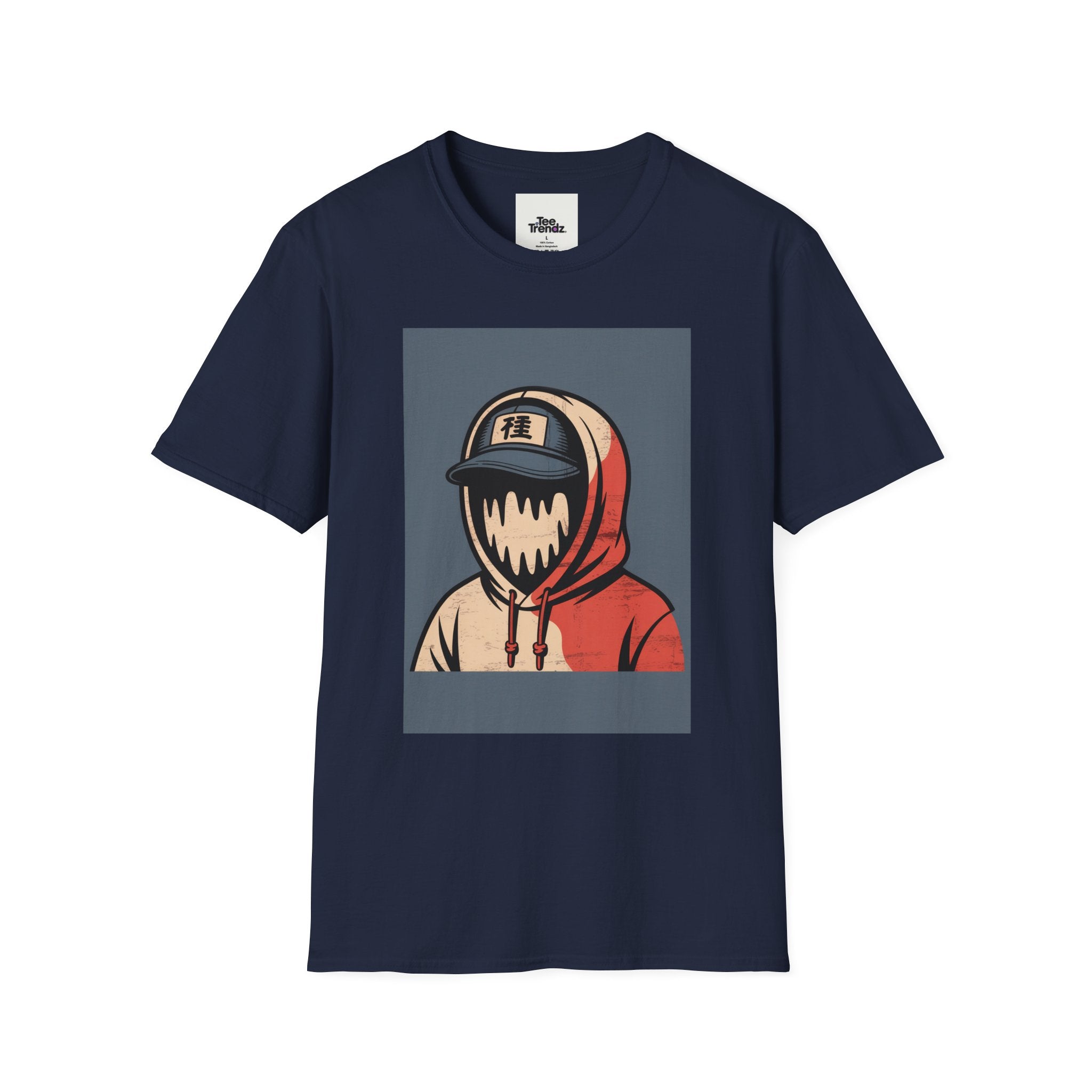 Hooded Mask Graphic T-Shirt — Streetwear Skater Hoodie Illustration