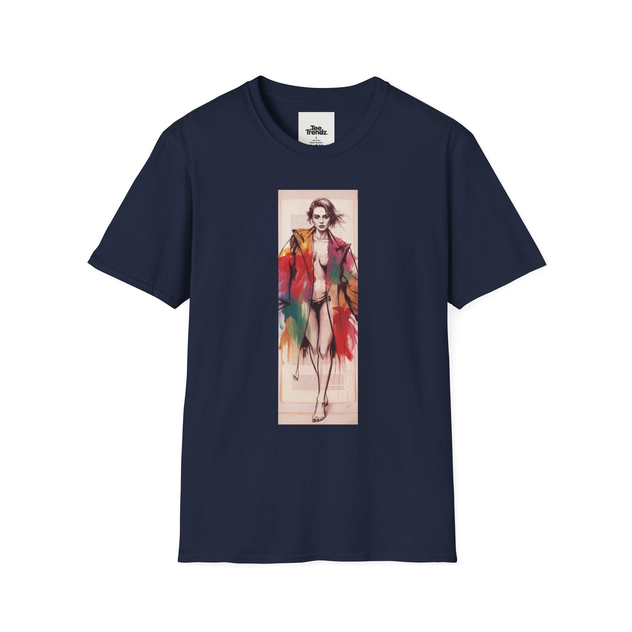 Fashion Illustration Tee — Colorful Watercolor Model Graphic T-Shirt