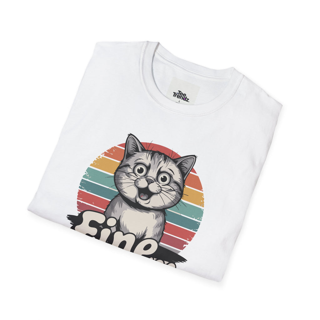 Fine… Cat T-Shirt — Retro Striped Cute Kitty Graphic Tee