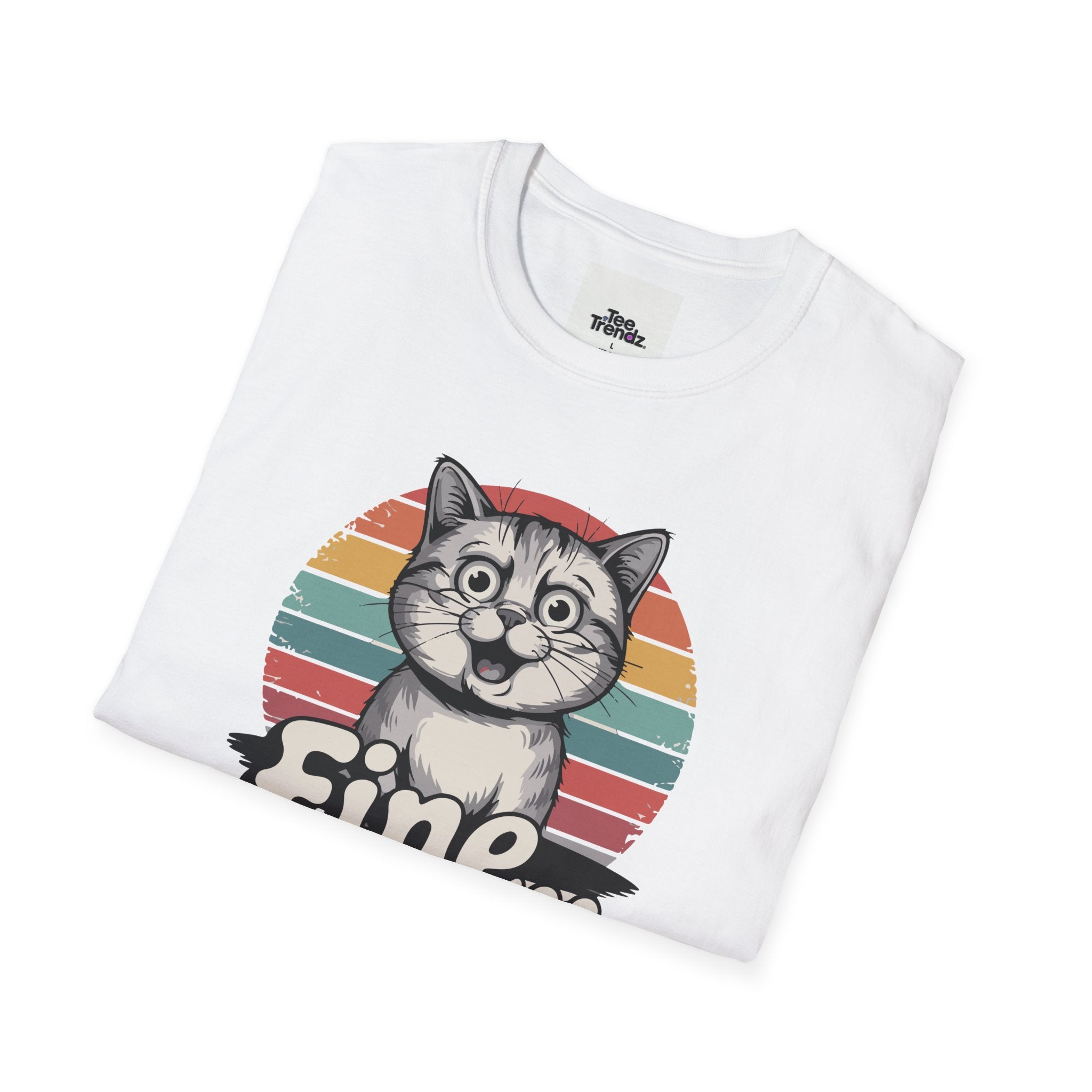 Fine… Cat T-Shirt — Retro Striped Cute Kitty Graphic Tee