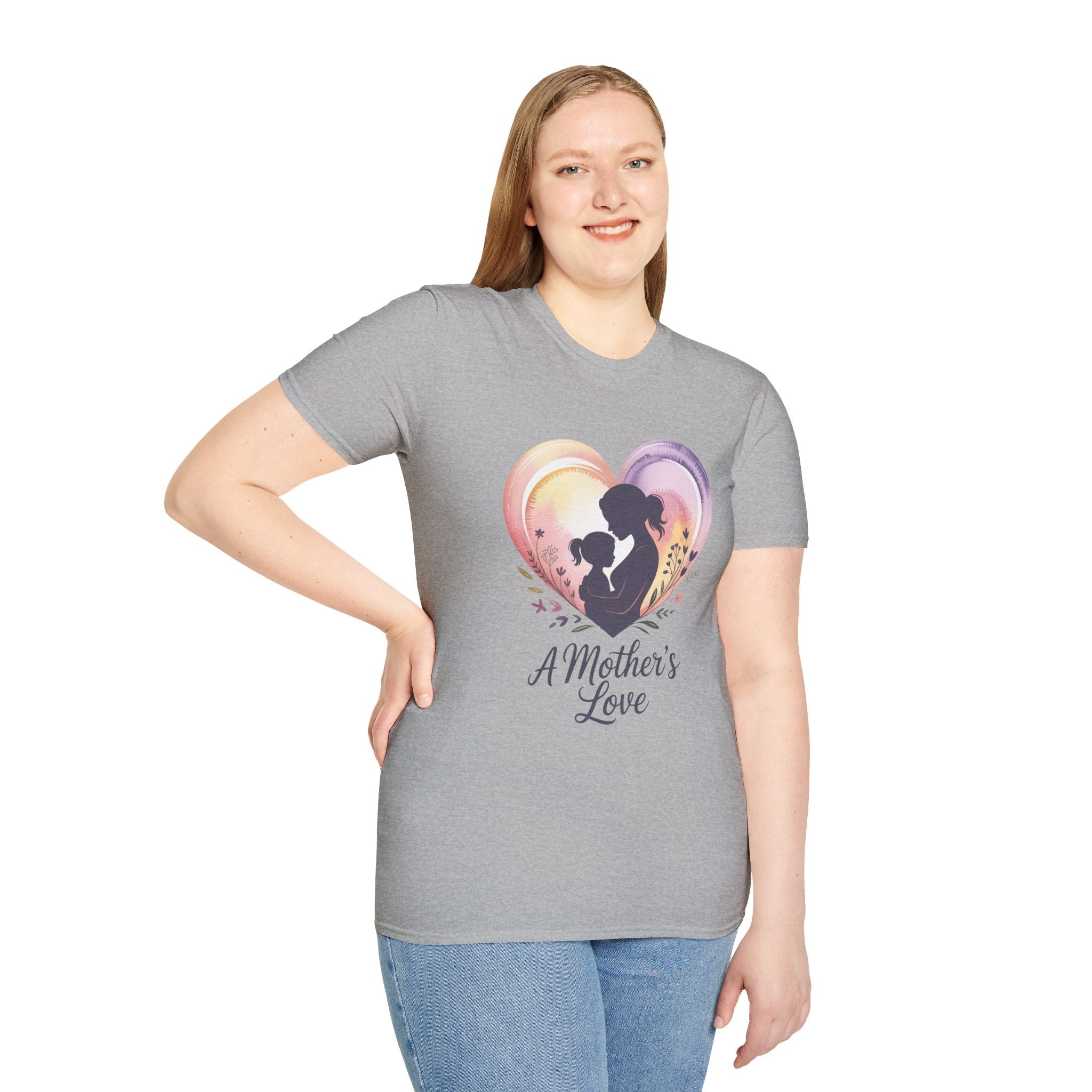 Mother's Love T-Shirt — Silhouette Heart Mom & Child Graphic (Mother's Day Gift)