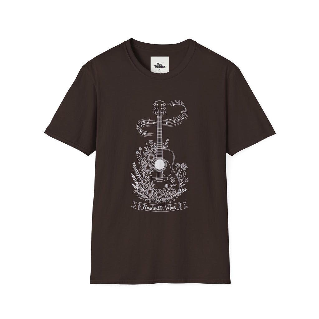Acoustic Floral Guitar T-Shirt — 'A Heartwide Water I...' Music Tee for Songwriters & Folk Lovers