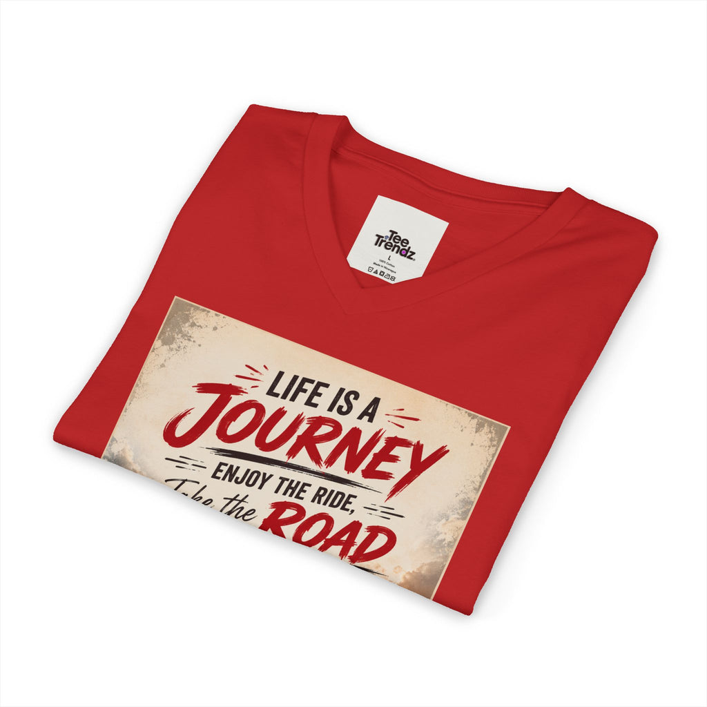Journey Motorcycle V-Neck Tee — "Life Is a Journey, Enjoy the Ride" Graphic Shirt