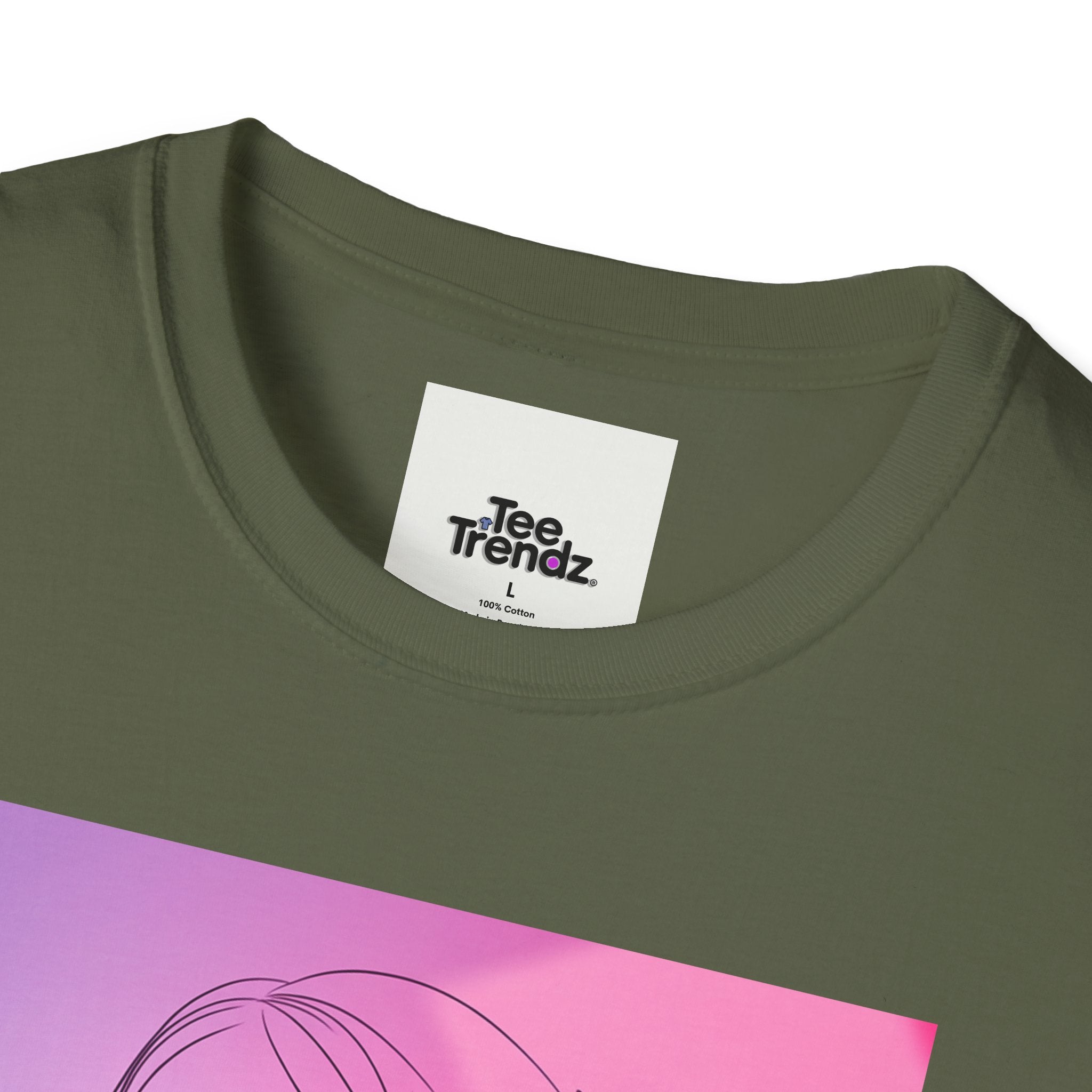 Floral Muse Tee — Pink to Blue Gradient Sunflower Portrait T-Shirt