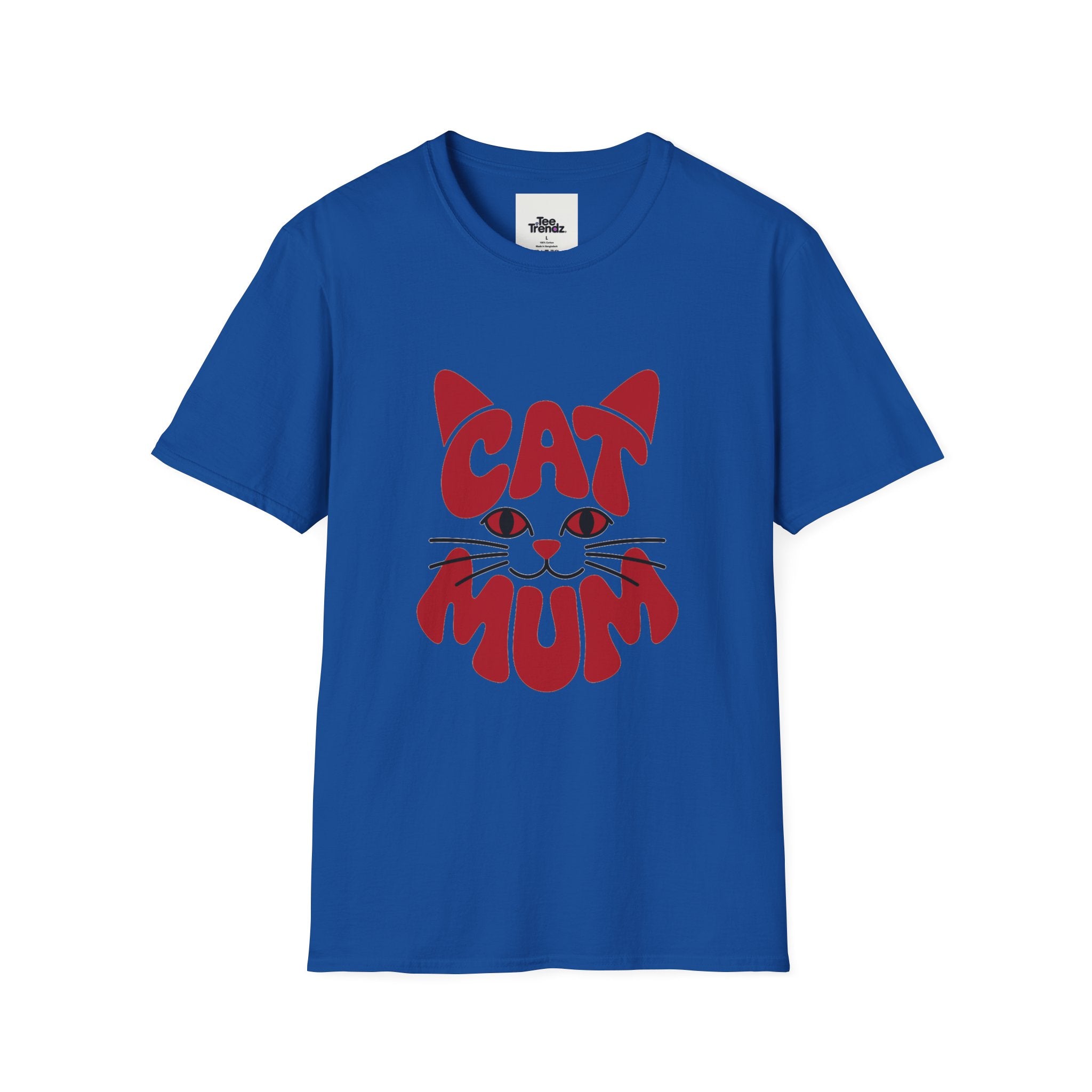 Cat Mum T-Shirt — Cute Purple Cat Face Tee for Cat Moms, Mother’s Day Gift