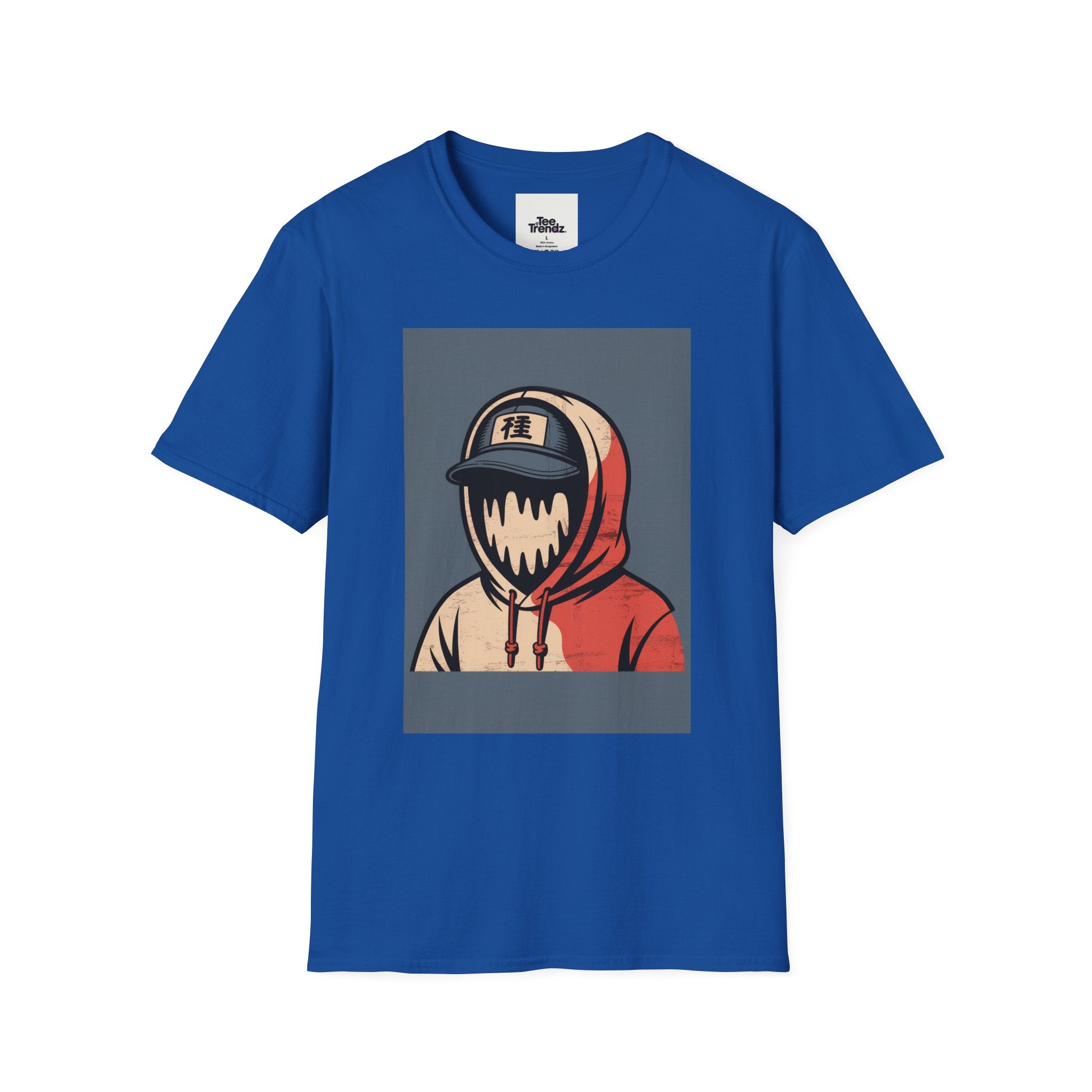 Hooded Mask Graphic T-Shirt — Streetwear Skater Hoodie Illustration