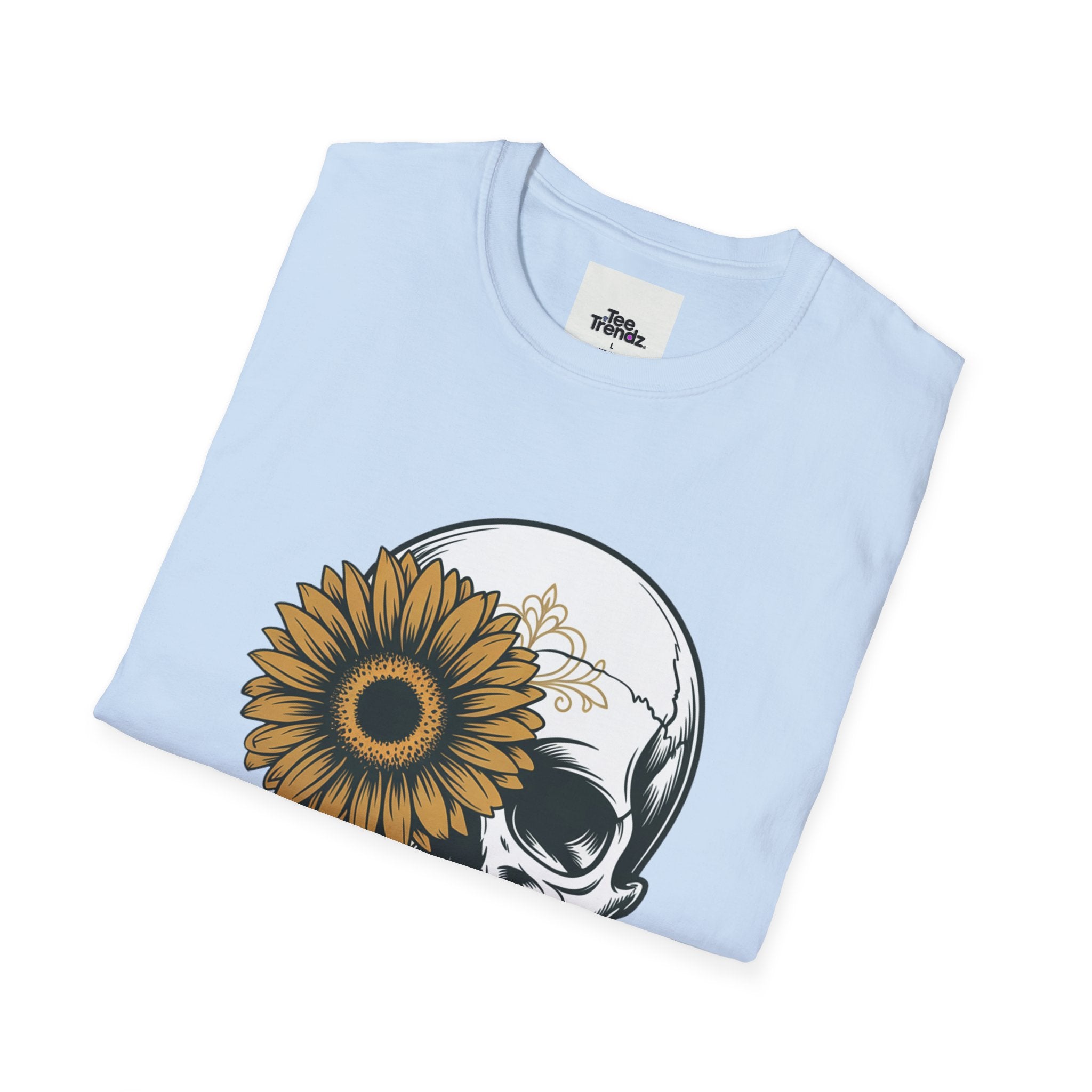 Skull with Sunflower Graphic T-Shirt