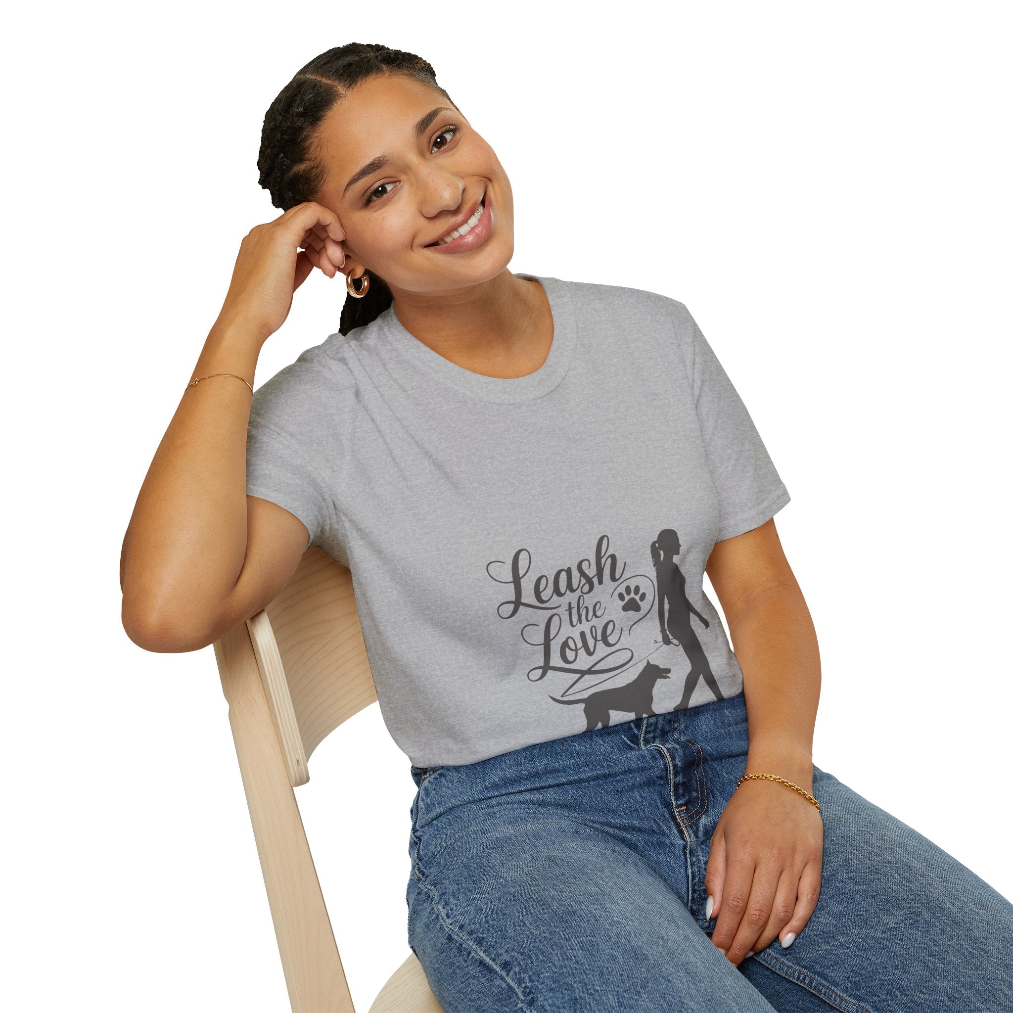 Leash the Love T-Shirt - Dog Walking Silhouette Tee for Pet Lovers