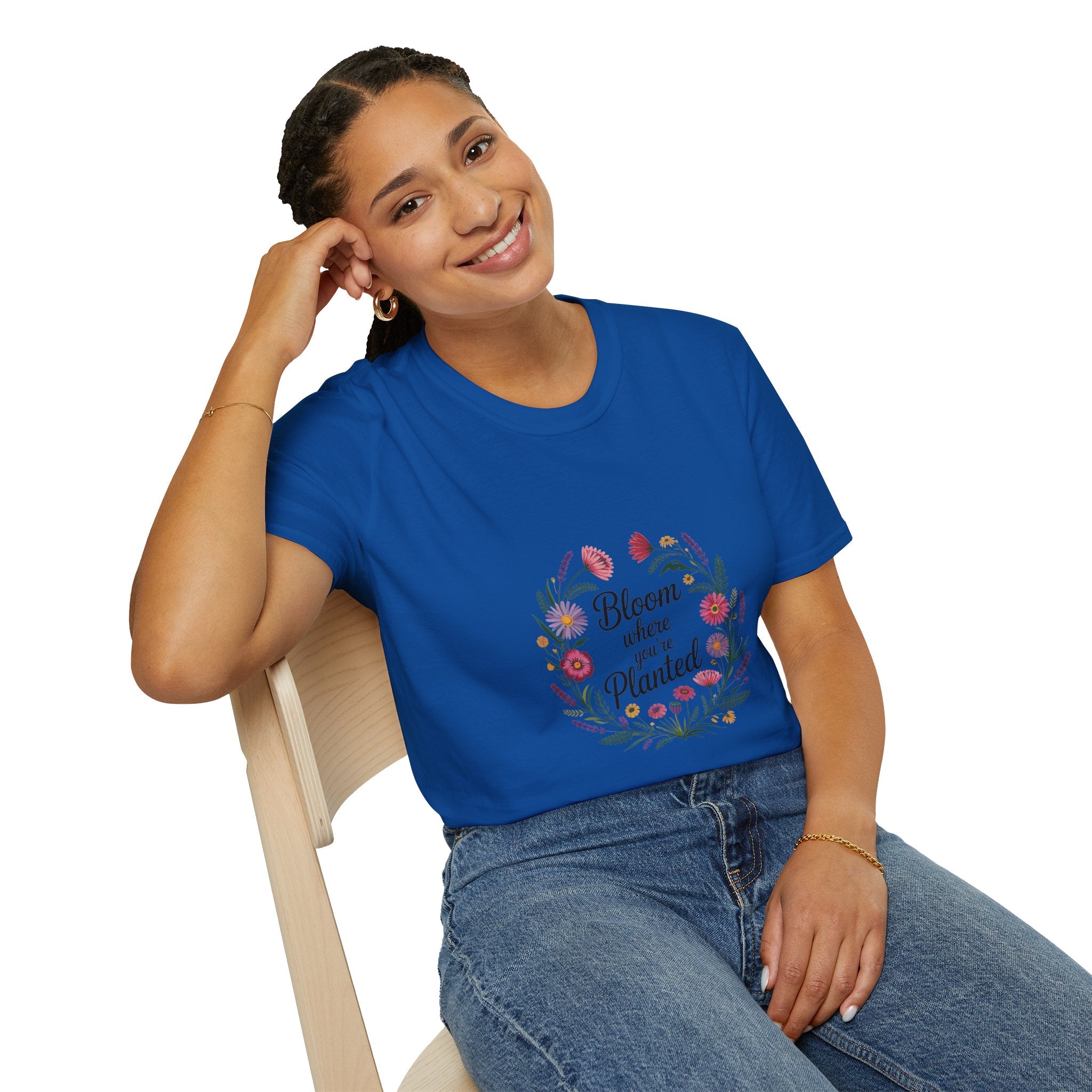 Bloom Where You’re Planted Floral T‑Shirt — Inspirational Garden Quote Tee