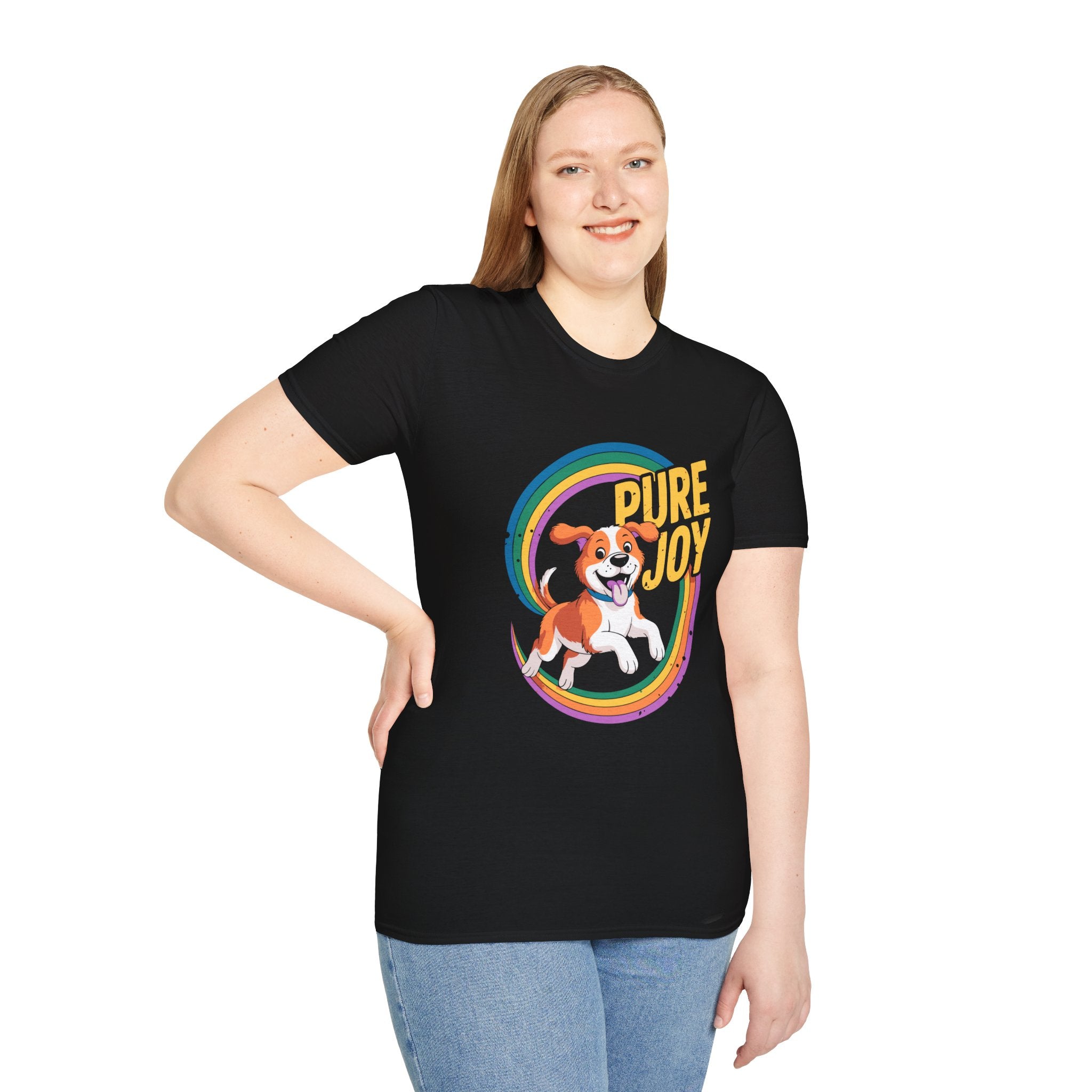 Pure Joy Dog T-Shirt – Playful Beagle Graphic Tee with Rainbow