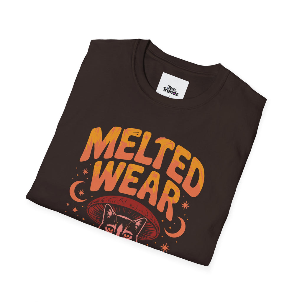 Cat Graphic T-Shirt — "Melted Wear" Retro Moonlit Design