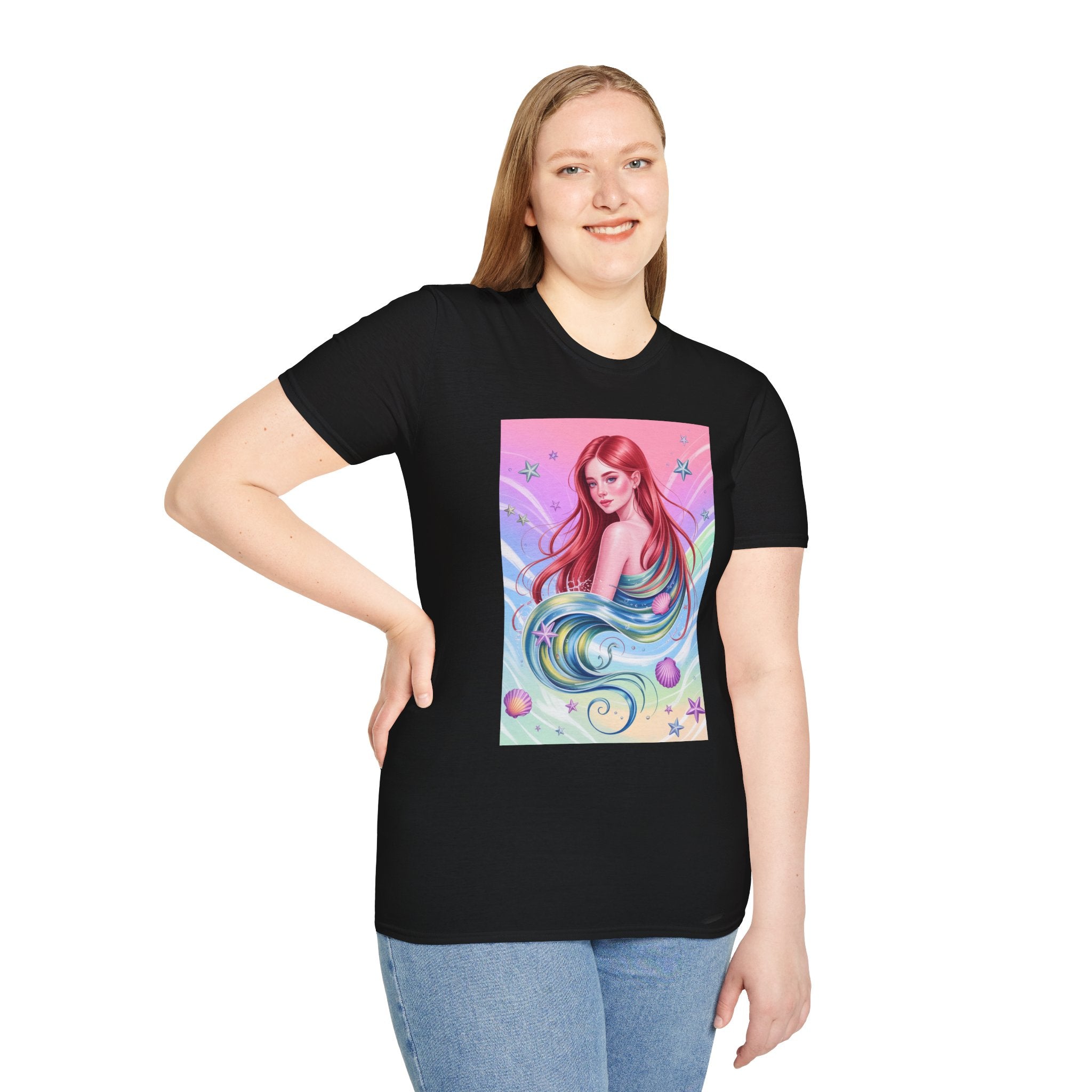 Mermaid Fantasy T-Shirt — Pastel Cosmic Sea Girl Graphic Tee