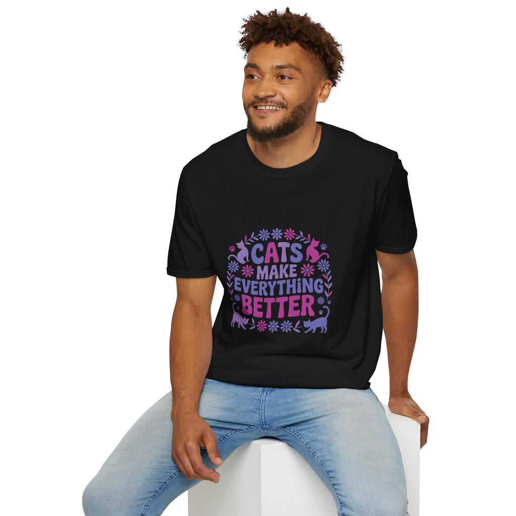 Cats Make Everything Better T-Shirt — Cute Purple Cat Lover Tee