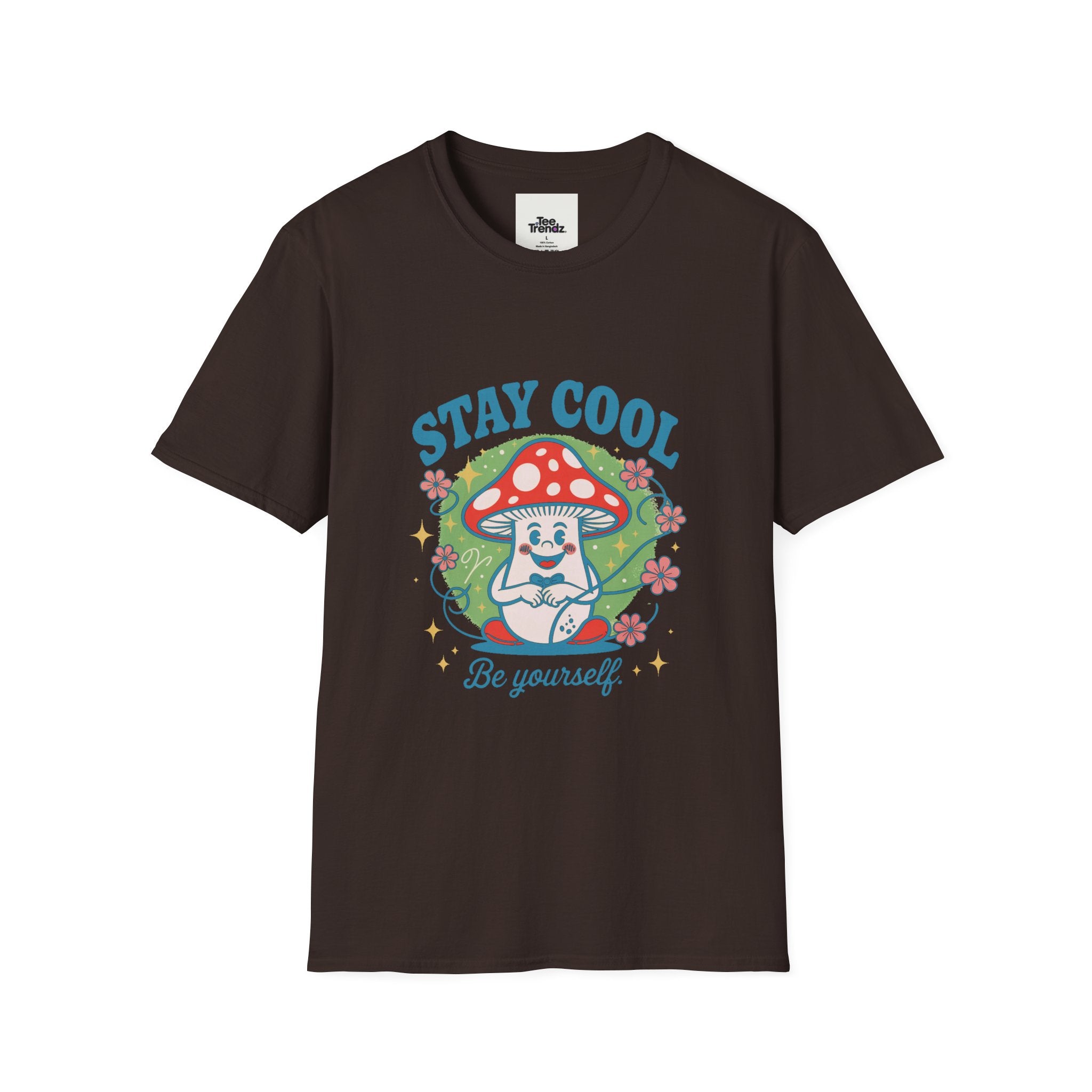 Stay Cool Mushroom T-Shirt — 'Be Yourself' Retro Cute Graphic Tee