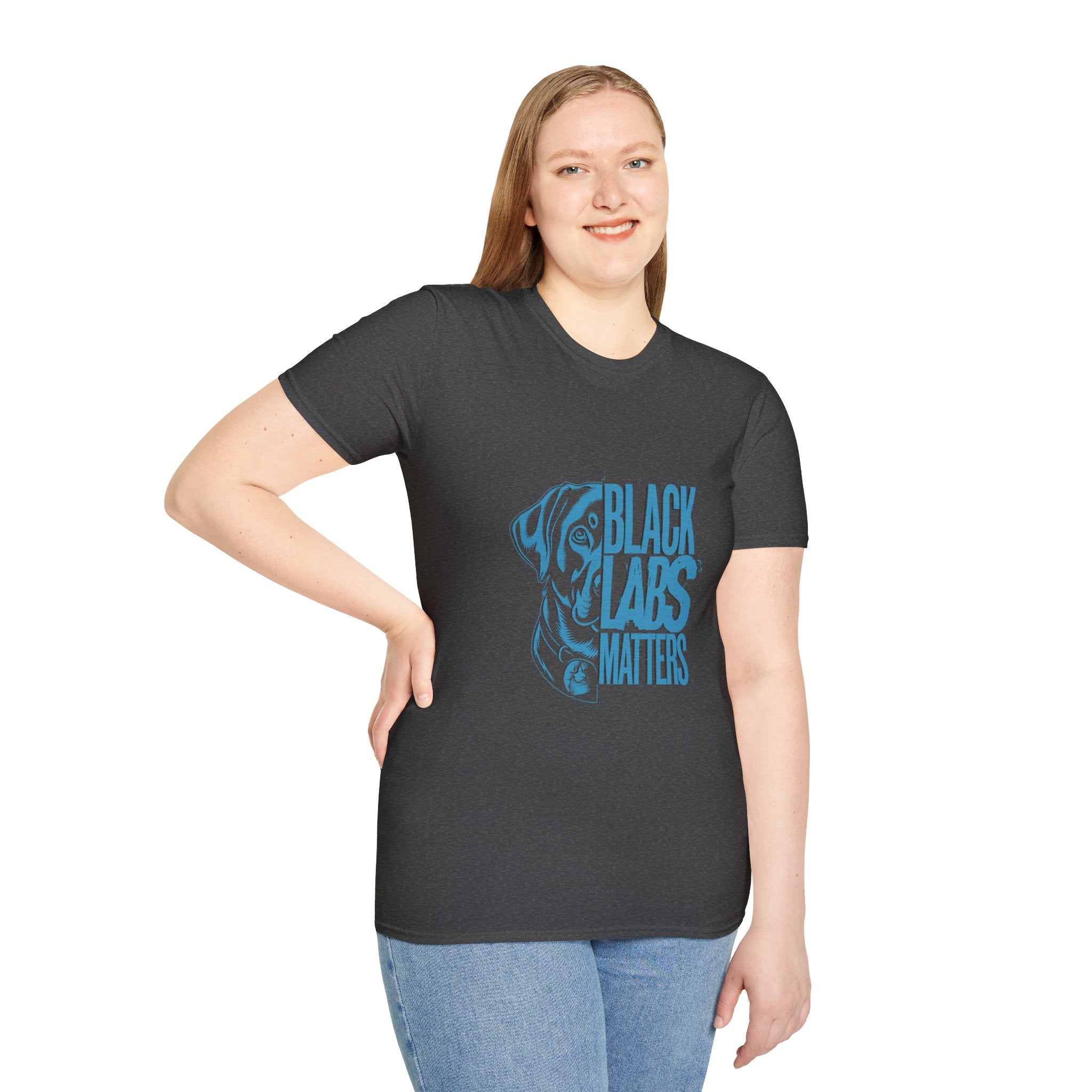 Black Labs Matter T‑Shirt — Blue Graphic Labrador Rescue Tee