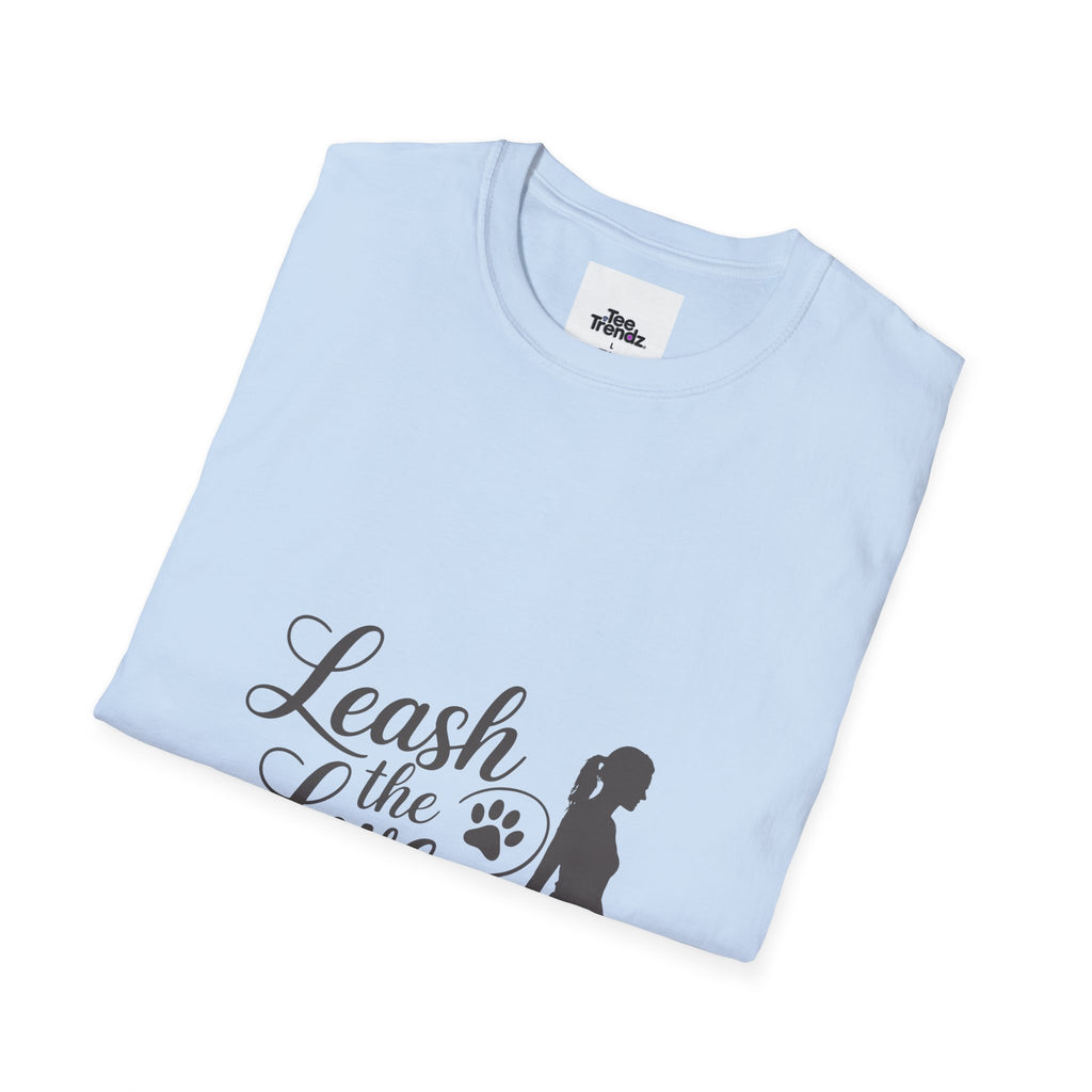 Leash the Love T-Shirt - Dog Walking Silhouette Tee for Pet Lovers