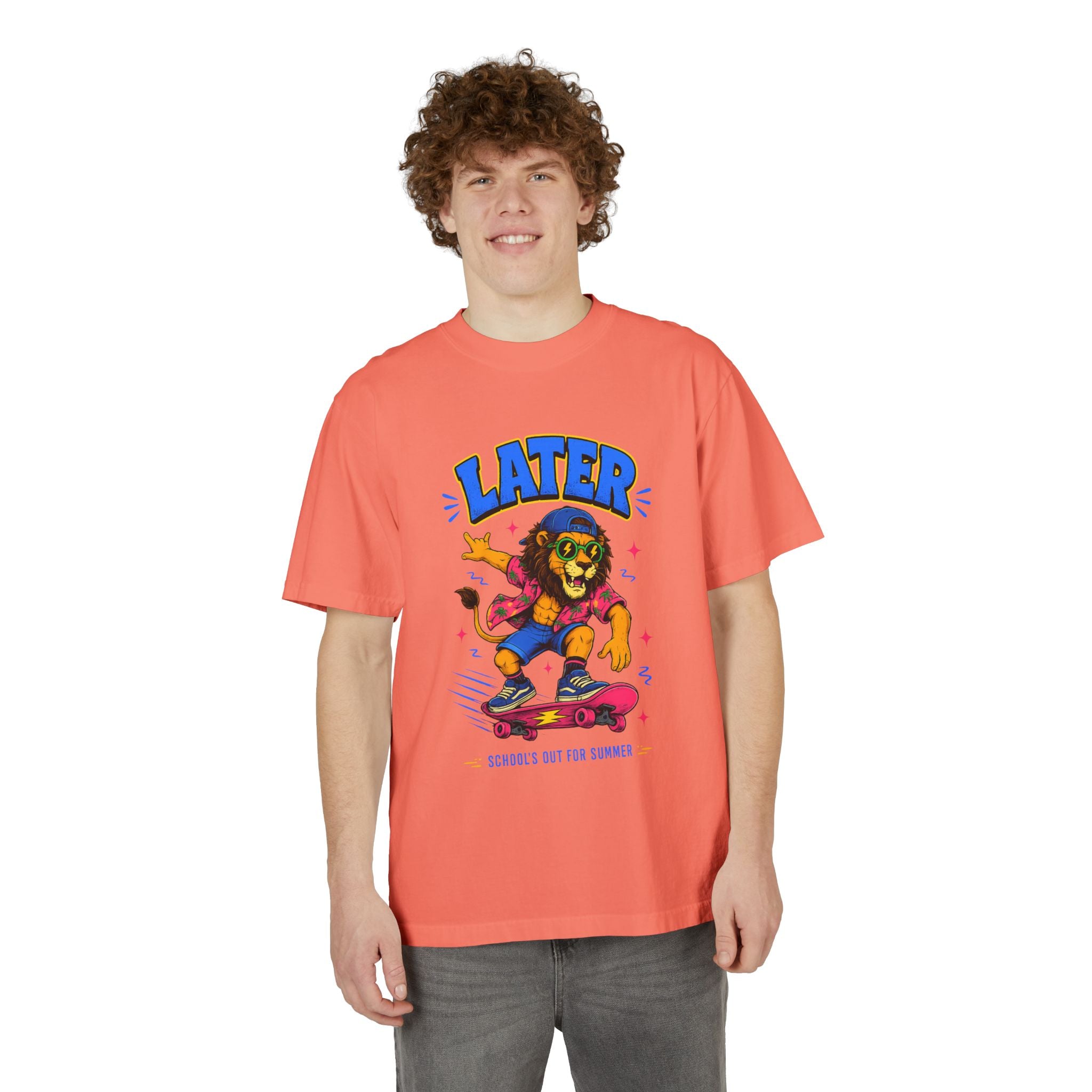 Later Skateboard Lion T-Shirt — "Later" Graphic Tee for Summer Vibes