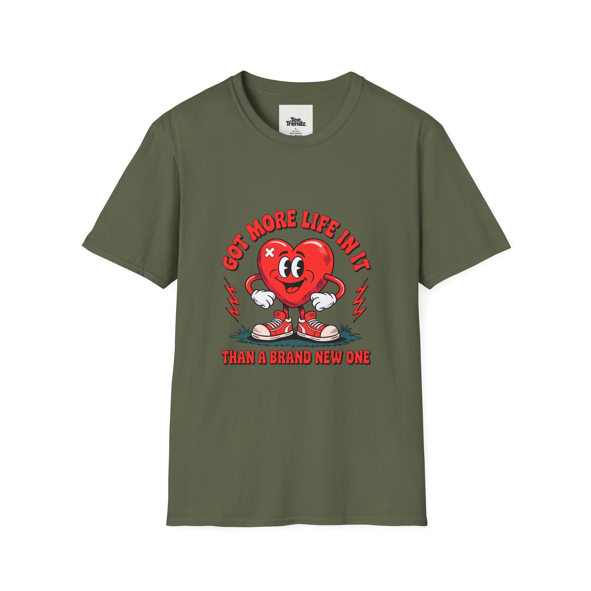Heart Cartoon T-Shirt — "Got More Life In It Than A Brand New One" Vintage Valentine Tee