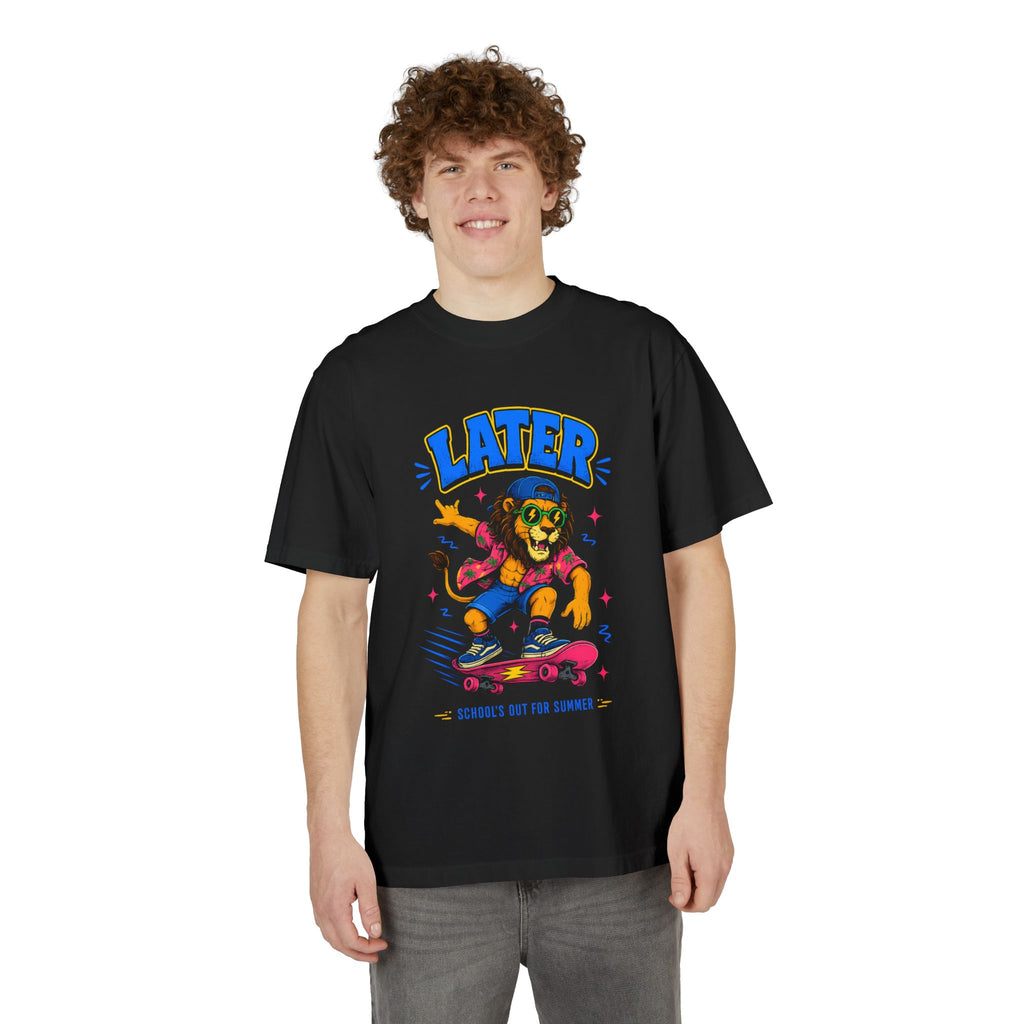 Later Skateboard Lion T-Shirt — "Later" Graphic Tee for Summer Vibes