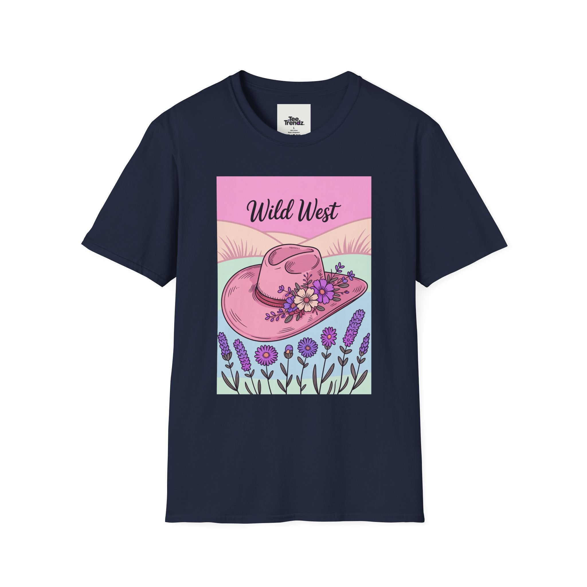 Wild West Pink Cowboy Hat T-Shirt — Floral Western Graphic Tee